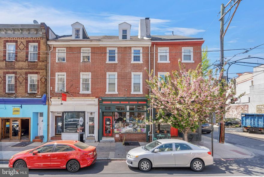 Bi-level 3 bedrooms, 2 full baths right off South St in Society Hill.  Secured courtyard entrance on Gaskill St to the residential units.  The unit has hardwood floors, open living room with small open kitchen with cherry cabinets, granite countertops and a small breakfast bar. 1 bedroom and full bath on the 3rd floor with laundry closet.  4th floor has 2 good size bedrooms and 1 full bath.  Lots of natural light.  Needless to say more, all the convenience of restaurants, bars and shops are just steps away from this unit.