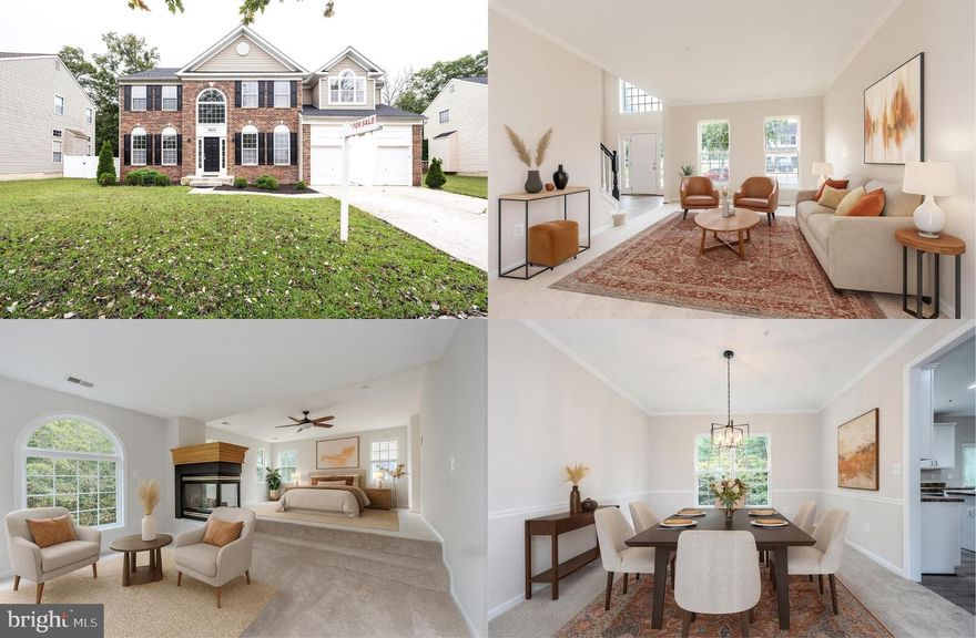 Located on a quiet cul-de-sac and backing to woodlands for ultimate privacy in the sought-after Greenhaven Run community, this stunning 4-bedroom, 2.5 bath colonial blends timeless design with thoughtful updates. This stately brick front home with a 2-car garage delivers more than 3,200 square feet of living space, an open floor plan, high ceilings, 2-gas fireplaces, decorative moldings, a dream kitchen with brand-new stainless-steel appliances and a luxurious primary suite. Updates including fresh neutral paint throughout, new luxury vinyl plank flooring and plush new carpeting make it move-in ready, while a newer front door, HVAC, sump pump, and a 100-gallon hot water heater, along with a roof less than five years old add peace of mind. A grand two-story foyer with a large arched window welcomes you home. To the left, you’ll find the formal living room and formal dining room, and to the right a library that makes an excellent home office. Onward, the heart of the home, the sun filled kitchen features an abundance of 42” white cabinetry and all brand-new stainless-steel appliances including as gas cooktop and double wall ovens. A center island provides bar seating, the breakfast nook overlooking the backyard is perfect for everyday meals or step down into the family room that invites you to relax and unwind in front of a cozy woodburning fireplace. A powder room and laundry room complement the main level. Upstairs, the luxurious primary suite boasts a romantic 3-sided gas fireplace that shares its warmth with a sunken sitting room, two walk-in closets, and a spa-like bath dual sink vanity, water closet, a separate soaking tub, and glass enclosed shower. Down the hall, three additional bright and cheerful bedrooms share easy access to the hall bath with a dual sink vanity and tub/shower. The expansive unfinished lower level with a rough-in for a full bath and walk-up access, provides loads of storage space and room to expand with your own personal design for a recreation room, media room, gym, or guest suite. All this in a peaceful residential community just minutes to an abundance of shopping, dining, and entertainment options, parks, and easy access to major routes. This home in a stellar location is ready to welcome its next owners with comfort, style, and plenty of room to grow! Photos contain virtual staging.