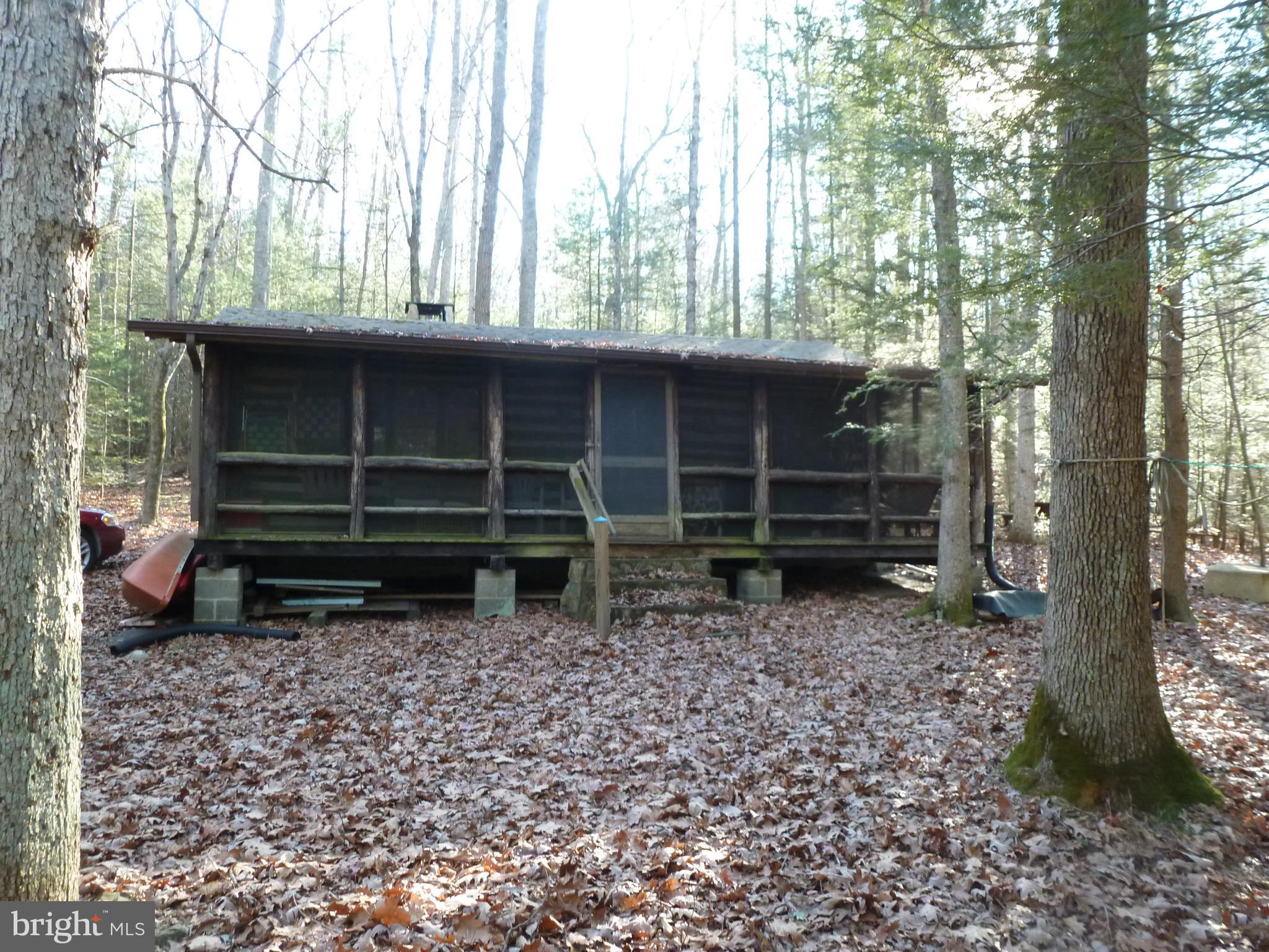 State Forest Campsite Lease 1C430 provides mountainside quietness for this cozy cabin. Cabin features log walls, wood flooring in family room with wood burning fireplace, ceramic floor in kitchen and bathroom. Screened in front porch to relax and enjoy your morning coffee for a perfect weekend get a way ready and waiting for you. Cash only and must be a PA State Resident.