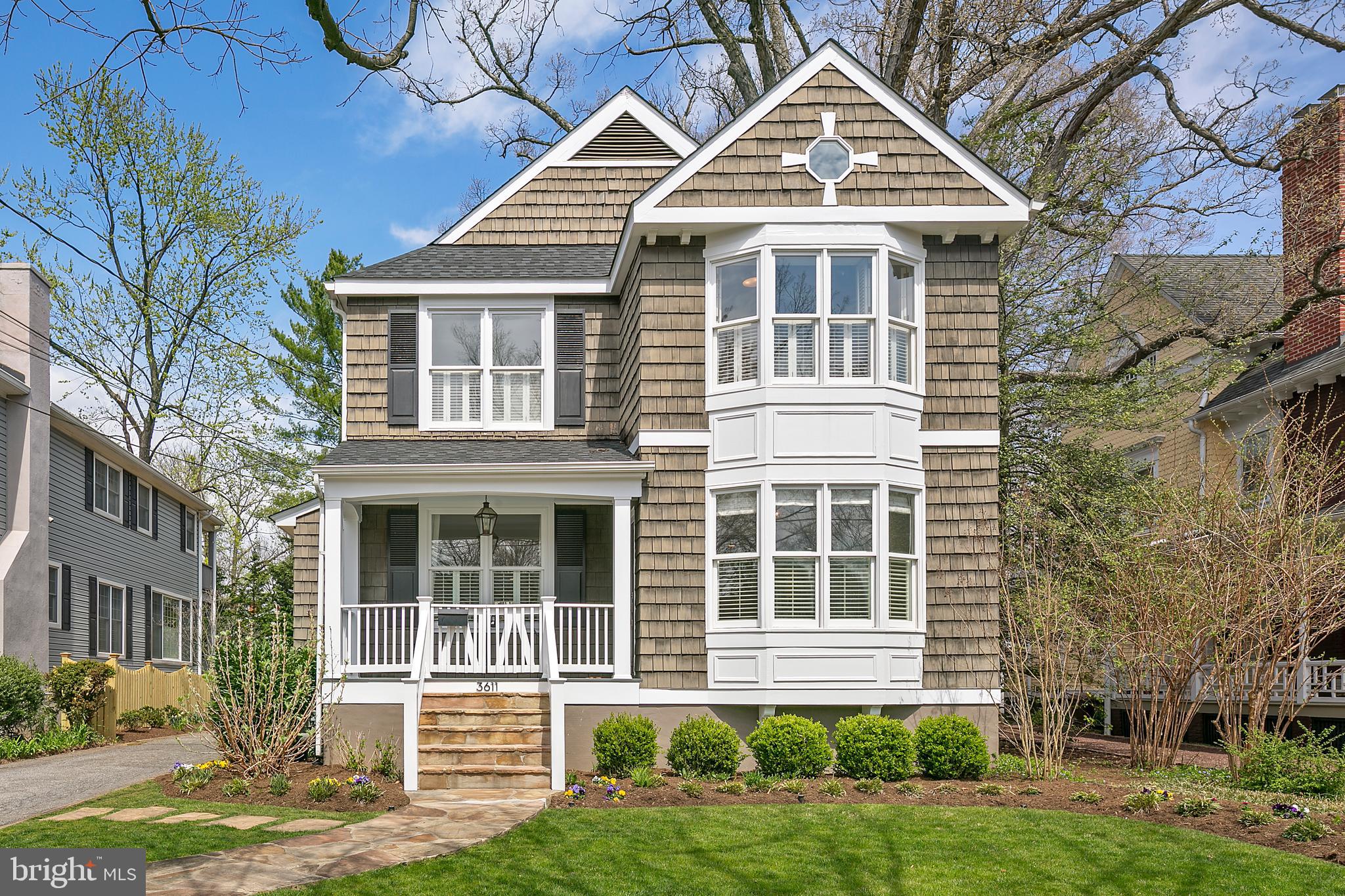 Welcome to 3611 Thornapple Street! Located on one of the most charming and desirable streets in Chevy Chase, this Nantucket-style shingled house makes you feel at home as soon as you walk in the front door. With new white oak hardwood floors, brand new kitchen countertops, a recently installed gas fireplace, and a back yard that has doubled in size, you can really relax and enjoy the home. Entertain friends on the back deck, host a dinner party in the dining room, or simply enjoy chatting with family as you cook next to the breakfast nook. Upstairs, there are four bedrooms with high vaulted ceilings, with the master bedroom's bay windows overlooking the trees lining Thornapple Street. The other three medium-sized bedrooms are perfect for kid bedrooms, a nursery, or a study, depending on your needs. The large basement-- which includes a finished bathroom and shower-- is a perfect playroom with plenty of space for storage or could even be used as additional fifth bedroom. Finally, convenience is at your doorstep. Walk only one block to get your groceries at the Brookville Market, have dinner at one of the neighborhood restaurants, or simply get your dry cleaning done. Enjoy the outdoors by going to one of the many local parks. Meadowbrook Stables and downtown Bethesda are both just over a mile away so you have access to urban and rural life as you please. Highly rated public and private schools are nearby. Living here will make your life fun and easy!