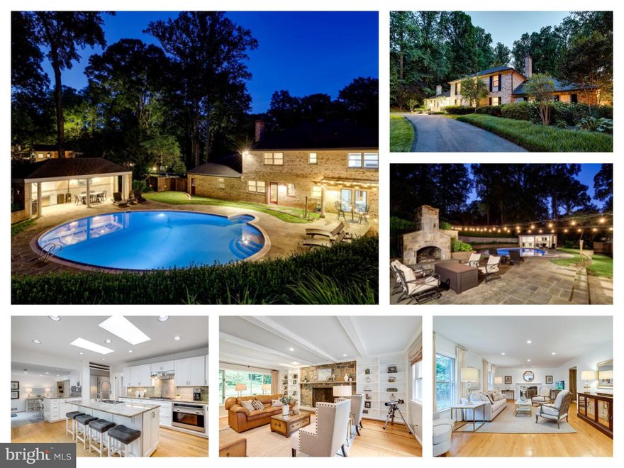 Your private oasis!!  All Brick Colonial 5 BDR | 4 BA | Two Family Rooms | Main Level Bedroom| 2-Car Garage with a dream backyard with pool, amazing pool house with wet bar.  Private .93 acre lot- tucked on a quiet cul-de-sac in the highly desirable Olde Swinks Mill Estate neighborhood.  Eat-in Kitchen with granite counters, white cabinets, and backsplash. High-end Stainless steel appliances include a wall oven, dishwasher, subzero fridge, gas cooktop, and built-in microwave. Large center island with seating for 4 and extra prep counter with 2nd sink. Large Breakfast Room with kitchen table space, pantry, and glass sliding door overlooking the stunning backyard and pool.
TWO Family Rooms! Family Room 1 features beamed ceilings, a gas-burning fireplace that is surrounded by stone, and build-ins to each side with access to the patio and pool. 2nd Family Room with free-flowing layout and enough space to serve numerous functions; TV area, gaming area, and gas fireplace with a surrounding brick wall - makes a great main level rec room!  Formal Living Room with gas-burning fireplace and separate Dining Room with chair and crown molding. 
 Main Level Bedroom and Full Bathroom are super convenient.   Separate private Office with built-in bookshelf, recessed lights, and sliding pocket doors for extra privacy.  The laundry room includes built-in cabinets and a utility sink. 
Upper Level offers 4 BDR & 2 BATH with the option to add a 3rd Bathroom. Owner’s Bedroom with has a large walk-in closet with Elfa shelving system and large Owner’s Bath with a double sink vanity, large shower with frameless glass shower door.  2nd and 3rd Bedrooms each have good-sized closets and recessed lights.  The 4th Bedroom has 2 closets and is attached to the Owner’s Bath - Option as a Bedroom or a  Sitting Room with extra closet space for the Owner’s Bedroom. 
Huge 2nd Hall Bathroom with double sink vanity, extra vanity with glass shelving above, and tub shower. 
The upper level Hallway features a skylight for more natural light and a pull-down attic with extra storage space. 
Walkout Lower Level:  Rec Room with recessed lights, gaming area, gym area with mirror, TV area, wine storage nook with shelving and wine refrigerator, and built-in desk and homework stations- lots of space for gaming or entertaining. Full 4th Bathroom with shower and Storage/Utility Room with 2nd HVAC system.
DREAM Backyard Oasis includes a fantastic pool, a seating area with a wood-burning stone fireplace, and a covered POOL HOUSE that includes a wet bar with refrigerator, and storage.  Perfect for entertaining!
Gorgeous landscaping with 3 zone sprinkler system, outdoor lighting, and gas generator.  The upper terrace offers a flat hilltop area, perfect for a swing set, play house or garden. Beautifully landscaped front yard with welcoming flagstone walkway and circular driveway that lead to the oversized 2 Car Garage with extra storage, 2nd fridge, and workbench. 
Convenient location -Close to METRO, Tysons Corner,  Entrance to 495& Tollroad. Close to Spring Hill Recreation Center, Scott’s Run Nature Preserve, Wolf Trap National Park for the Performing Arts + McLean Hamlet Swim & Tennis Club. 
Don’t miss this opportunity!