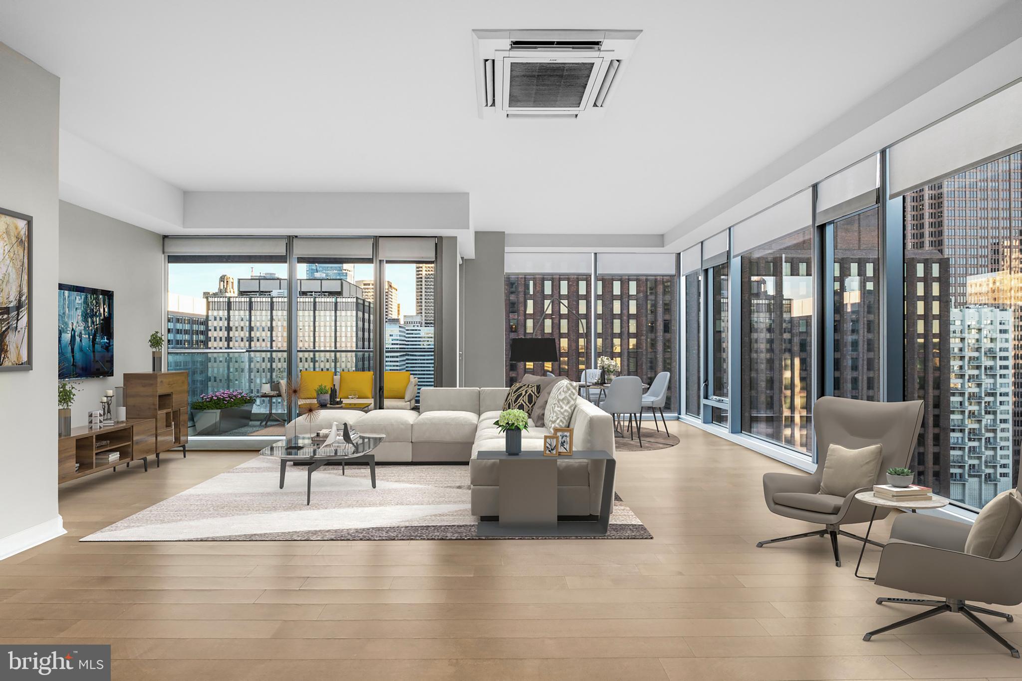 ONE MONTH OF FREE! RENT$! Limited Time Offer @Franklin Tower. Some restrictions apply, and this may not apply to all units. Stunning TWO-bedroom TWO-bathroom residence at Franklin Tower, ideally located at 16th and Race Streets, offers modern luxury living in the heart of Philadelphia. The OPEN-CONCEPT layout features a spacious living and dining area, complemented by a sleek kitchen outfitted with STAINLESS STEEL APPLIANCES, GRANITE COUNTERTOPS, CUSTOM CABINETRY, an under-mounted sink, and a BREAKFAST BAR—perfect for both everyday living and entertaining. The bedrooms are gracious and are paired with stylish, all-tile European-style bathrooms. Floor-to-ceiling, convector-free glass windows flood the space with NATURAL LIGHT and offer BREATHTAKING CITY VIEWS, with PRIVATE BALCONIES available in select units. HARDWOOD FLOORING, IN-UNIT WASHER AND DRYER, and exceptional finishes throughout complete this elegant home. Franklin Tower has over 50,000 square feet of unparalleled amenities. Each floor features something unique, from state-of-the-art FITNESS CENTERS—including a dedicated Peloton® CYCLE STUDIO AND YOGA ROOM—to resident lounges with table games, big screen TVs, and high-speed WiFi. Enjoy access to an INDOOR BASKETBALL COURT with stadium seating, SCREENING ROOMS, BUSINESS CENTERS with both private and collaborative workspaces, a fully equipped ENTERTAINMENT KITCHEN and dining area for private gatherings, and even a kids' playroom. Pet lovers will appreciate the ON-SITE BARK PARK, self-serve dog wash station, and pet spa. Additional amenities include resident bike storage with repair tools, on-site storage units, and a modern online resident portal for rent payments and maintenance requests. The building also boasts Philadelphia’s LARGEST FURNISHED ROOF DECK LOUNGE, featuring PANORAMIC 360-DEGREE CITY VIEWS, flat-screen TVs, an OUTDOOR FIREPLACE, grilling stations, and ample lounge seating—ideal for relaxing or socializing. A 24-hour FRONT DESK ATTENDANT and emergency maintenance services provide peace of mind. GARAGE PARKING is available for an additional fee. Located in a vibrant, walkable neighborhood, Franklin Tower offers convenient access to top dining destinations such as Chops at Comcast Center, Kite & Key, Harp & Crown, SuGa, and Abe Fisher. You’re just steps from Center City’s business district, green spaces, and pet-friendly parks. Nearby educational institutions include the University of Pennsylvania, Drexel University, Thomas Jefferson University, Moore College of Art & Design, Friends Select School, and the Pennsylvania Academy of the Fine Arts. Public transportation is easily accessible, with close proximity to 30th Street Station, Suburban Station, and major highways including I-676, I-76, I-476, and I-95, as well as Kelly Drive and Martin Luther King Jr. Drive. Photos are of a model unit.