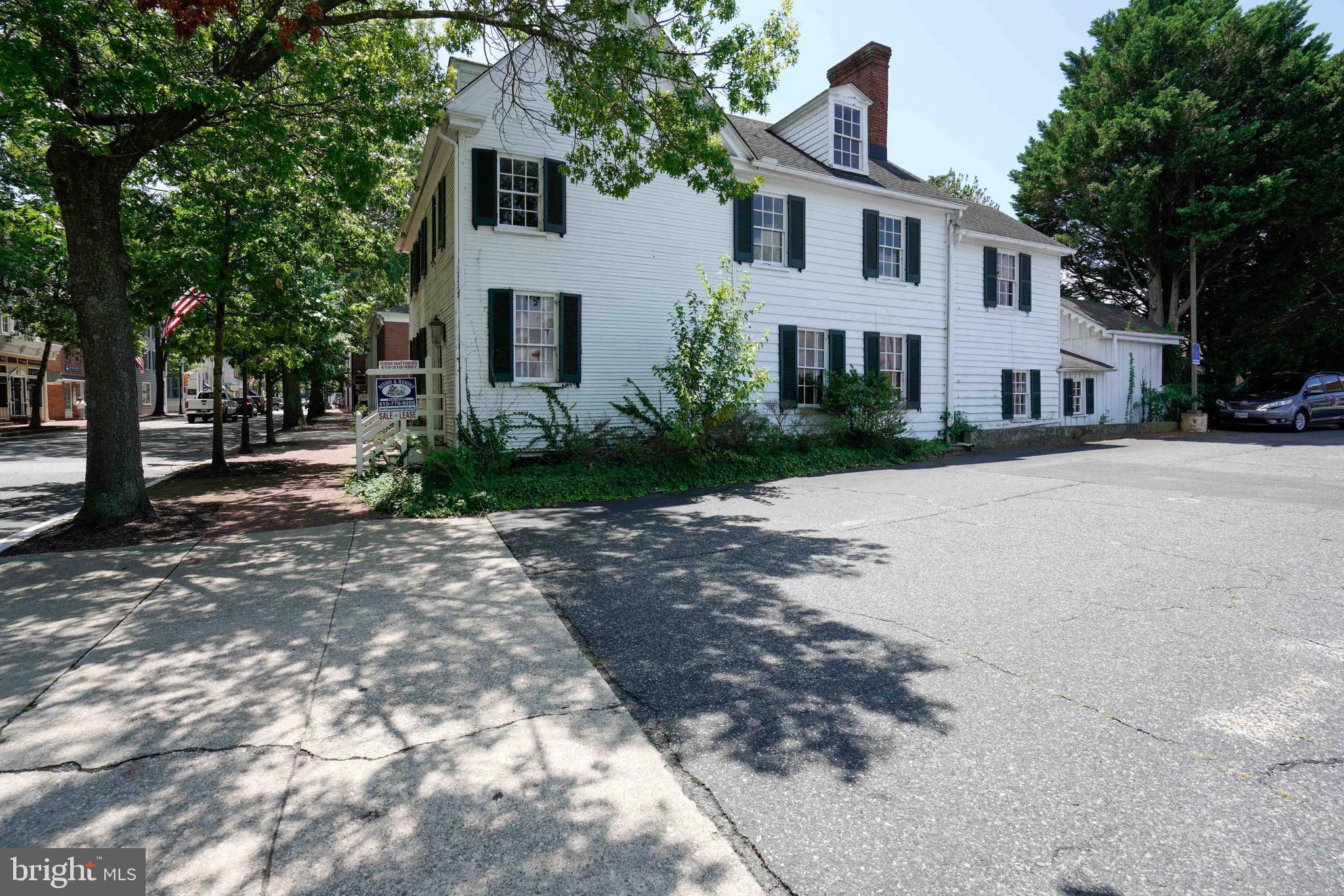 The Hollyday House – A Rare Historic Opportunity in Downtown Easton
Just one block from the heart of Downtown Easton, this historic gem offers exceptional potential for commercial or residential use. Situated on a spacious 1/4-acre lot, the property provides room for expansion of the existing structure or the addition of accessory buildings (subject to zoning and approvals).
Currently configured as a commercial building, The Hollyday House is ideal for a business seeking a charming and highly visible location, or for a buyer looking to transform a piece of history into a unique private residence close to Easton’s vibrant shops, restaurants, and cultural venues.
Whether you're an investor, entrepreneur, or preservation-minded homeowner, this is a rare chance to own a storied property in one of Easton's most desirable neighborhoods.