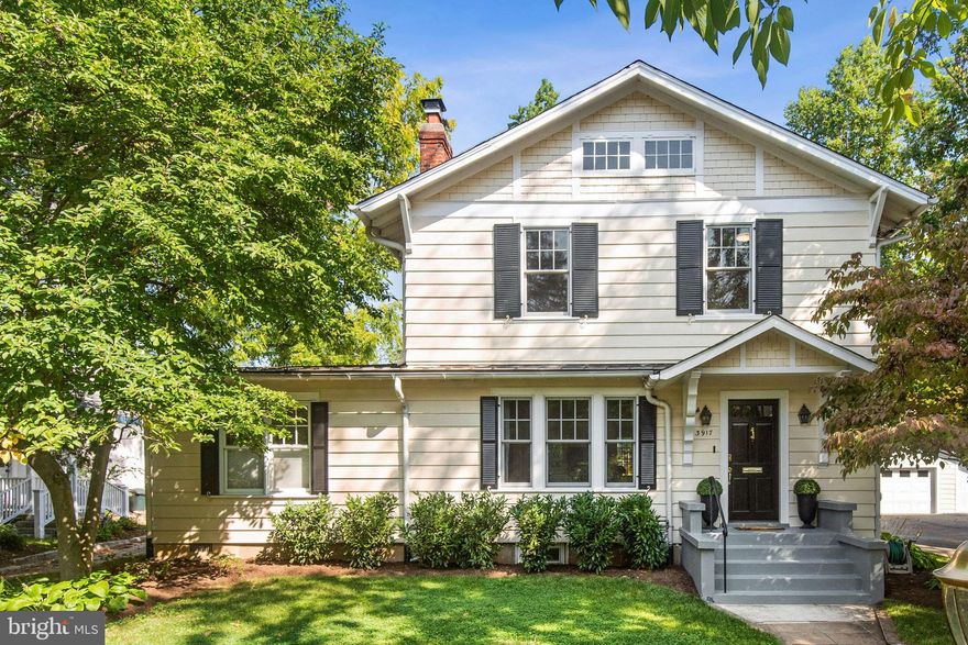 This house is perfection and shows like a dream! Built in 1923, the classic clapboard colonial has been beautifully renovated by the current owners, and offers all of the charm and detail of the original home (including 9’ ceilings, original wood floors, moldings and more) along with the finishes and conveniences of today. The main level has been transformed and features the fabulous open floor plan that is so sought after in today’s market, with the stunning gourmet kitchen open to a large and cheerful family room and dining area. A lovely and spacious front living room, currently used as the dining room, includes a wood burning fireplace. The main level primary suite features dual walk-in closets and a gorgeous, newly renovated primary bath with heated floor. The  mudroom everyone wants to have is located at the rear entrance just off the driveway. Upstairs includes four additional bedrooms plus a renovated full bath. A recreation room with beamed ceiling, a half bath, laundry and utilities are located in the lower level. A rear deck at walkout level overlooks the wonderful, flat back yard with playset and ample room for play and gardening; another deck off the kitchen provides an ideal spot for grilling, and off street parking is found at the end of the driveway. The Town of Chevy Chase location offers fabulous Town services, including twice weekly trash collection, weekly compost, recycling and snow removal, among others. Year round community events for residents (hopefully resuming in the near future!) include evening movie nights and magic shows at the Town Hall, the annual chili dinner, block parties and more. The metro and shops of Bethesda are nearby, as are those of Friendship Heights and Chevy Chase. Also close by is the new Chevy Chase Lake development and soon to be Purple Line. This one belongs on the "must see" list!