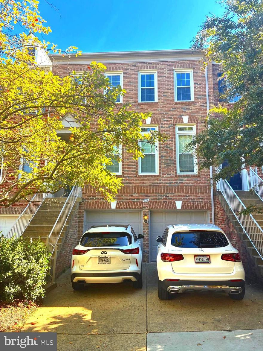 Awesome Location for commuter! Bright and Sunny 3 bed and 3.5 baths with two car garage town house next to the Vienna Metro Station. GE profile Stainless Appliances in the Kitchen.  Washer/ Dryer in the bedroom level.   Shower and large tub in the master bathroom.   Available starting November 1, 2025. This Brick front  Colonial-style townhouse,  boasts a generous & spacious of living space, walk in closet and many storage space through out the house.  The daylight basement features a walkout level, full bathroom, providing easy access to the gated back yard and ample natural light, making it a versatile space for recreation or relaxation. The interior layout is thoughtfully designed, ensuring a seamless flow throughout the home. The property includes two cars attached garage with extra parking  on the driveway. Great location for  easy access to HWY 66, HWY 495 , RT 50, RT 29, Towns of Vienna,  Tyson corner and shopping.  This community offers walking trail to Nottoway Park. Vienna metro/subway station is  just  few feet away.  Walk out Basement room offers wall to wall elegant cabinet for storage or office space.   Rent includes trash removal.   This townhouse is a rare find in a desirable location, combining luxurious living with the benefits of a thriving community. Don't miss the chance to make this beautiful property your new home.  Madison High School district.