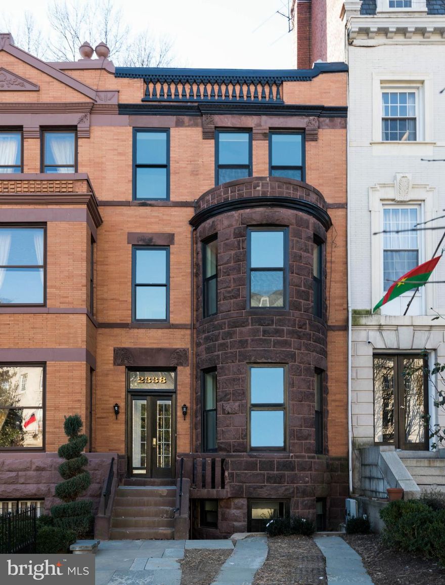 NEW INCREDIBLE PRICE !   Grand Embassy Row townhouse near Sheridan Circle newly renovated and transformed into lavish residence.   Chef's kitchen opens to family room/entertainment center with glass doors to southern terrace.  Luxurious Master.  High ceilings, wood floors, and generously proportioned rooms.  A delight to behold.