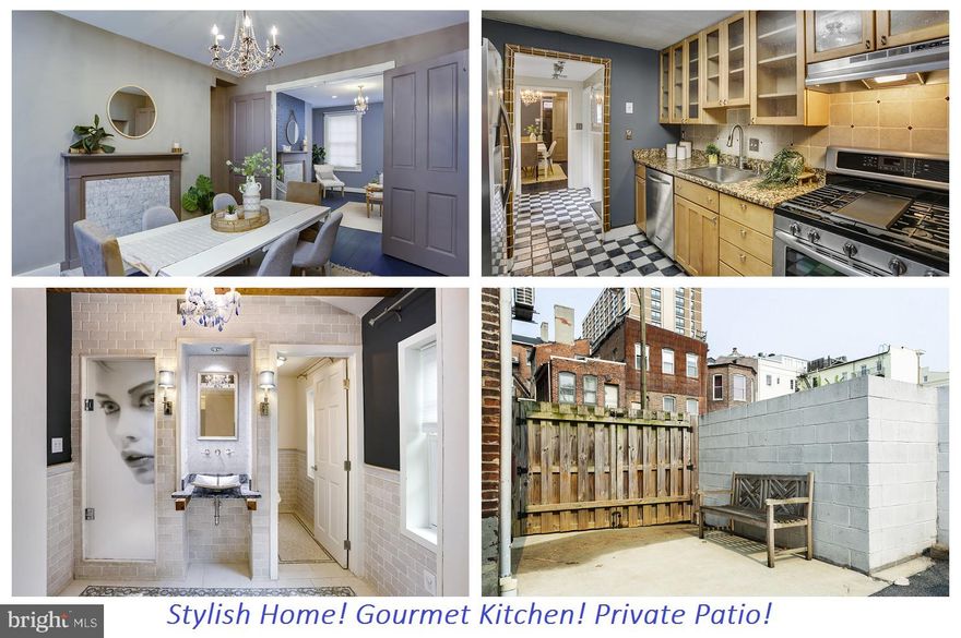 This is the one! Welcome to your new home in historic Mount Vernon, Baltimore. This unique property offers a picturesque view of the Washington Monument and guarantees a front-row seat to the annual Monument Lighting celebration each December. Inside, a blend of historic charm and modern convenience awaits you. The main level enchants with its wood flooring, fireplace mantels, exposed brick, and elegant chandeliers. A spacious living room provides a relaxing space, while the adjacent formal dining room with French doors is perfect for hosting memorable dinner parties. Entertaining is a breeze as the neighboring gourmet kitchen boasts ample cabinet storage, granite countertops, and stainless steel appliances. The second floor will captivate you with a stylish full bathroom flaunting vaulted ceilings, wood beams, intricate tile work, and modern fixtures. Down the hall, enter the Primary Suite with a private half bathroom, also adorned with custom tile designs. A second bedroom is also situated on this level. The third floor presents a versatile bonus room with a bedroom space, built-ins, and a separate sitting area or home office. To top it off, this home boasts a huge basement that could easily be made into a TV room, home theater, home gym, studio, the sky’s the limit! Outside, enjoy a patio space ideal for summer barbecues! When you have free time, step outside and immerse yourself in Mount Vernon's vibrant cultural scene with attractions such as The Walters Art Museum, George Peabody Library, and Center Stage Theater, as well as various dining options and coffee shops all within walking distance. Conveniently located near I-83 and downtown Baltimore City. Don't miss the opportunity to view this exceptional home; schedule a showing today!