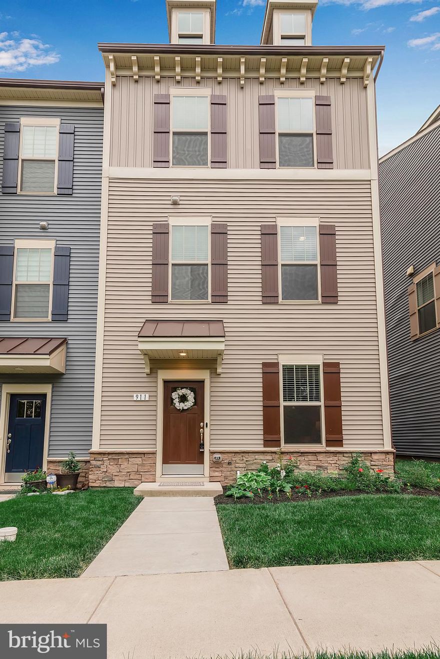 Open house is on Saturday 6/26 only. ** There is no open on Sunday 6/27 ** Beautiful Tuscarora Creek luxury end unit townhome in Frederick! With a 4-foot rear extension on a gorgeous lot that faces the conservation area!! Nestled among sublime mountain views, this 2-year-old Landon II features 3 bedrooms and 2.5 bathrooms, nicely spread over 2,160 sq ft of living space. You will find freshly painted walls throughout,  and an attached rear 2-car garage with enough space to park two additional cars in the driveway. The 1st level features a recreation room with access to the garage. The 2nd-level kitchen comes equipped with stainless steel appliances (gas cooking!), recessed lighting, quartz counters, and an island. Hardwood floors, an open, light-filled living room, powder room and deck off of the kitchen complete this luxurious space. The 3rd level features an owner's suite with a walk-in closet; gorgeous ensuite bathroom; hall bath; laundry and two additional bedrooms. Neighborhood amenities include a pool, walking trails, tennis courts, and clubhouse. Add the fact that it is close to shopping, dining and Historic Downtown Frederick, and you have an incredible home to be enjoyed for years to come!