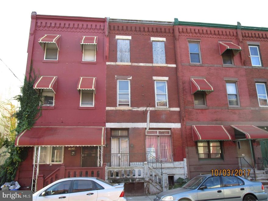 This great investment is a beautiful three-story Victorian multi-family unit located on the great rental of  Diamond street, equipped with High ceilings, intricate ceramics tile, and wood molding. This great multi- unit close to Temple Town has great rental potential. This property in need of renovation  Price to sell. $5000 dollar deposits must be received within 24 hours with certified funds required. All offers will be presented. Property is being sold as is. All offers will be presented