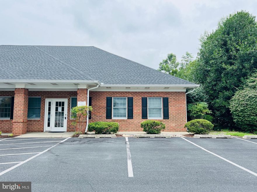 Located in the heart of the medical /healthcare district of Easton,  conveniently just off of Rt 50, this 1,500+/- square foot end unit condo is ready for your medical or professional office space.  Nice floor plan with waiting room, reception area, two restrooms, five office/exam spaces, break room, equipment room, sterilization,  and mechanical room. All rooms have sinks , are plumbed for dental chairs  with water, suction and air at both ends,along with wiring for  digital dentistry, panoramic Xray & data.  All treatment rooms equipped with Radon fans to create negative pressure done during Covid.  220 volt for autoclave . Laundry hookups.  All walls can easily be moved. Recently replaced roof, and repavement of the parking lot. Shared costs of  common area ,trash, lawn/landscaping, water bill usage based on square footage between four units.  Plenty of parking available.