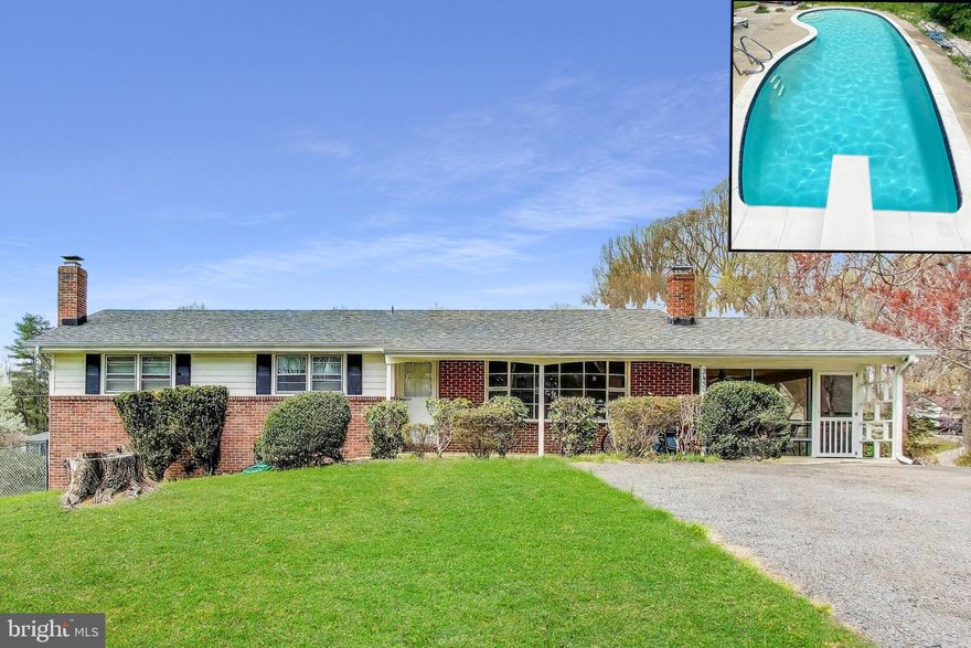 Enjoy the ease of one-level living on a sprawling 2.12-acre lot—this home features room to grow, relax, and entertain.  The main floor boasts a bright formal living and dining area, a well-appointed kitchen, and three spacious bedrooms—including a primary suite with its own full bath.

Downstairs, the finished basement offers endless possibilities, featuring a large rec room with a wood-burning fireplace, a fourth bedroom, a den, and ample storage with a dedicated laundry area.

Step outside to enjoy your private backyard oasis complete with an in-ground saltwater POOL (new pump in 2023), screened-in porch, and expansive yard—perfect for hosting or unwinding. A one-car garage adds everyday convenience, and the lot offers subdivision potential for future possibilities.  This home is a rare find that delivers privacy without sacrificing proximity to key amenities and commuter routes.  It is being offered with a one-year home warranty.