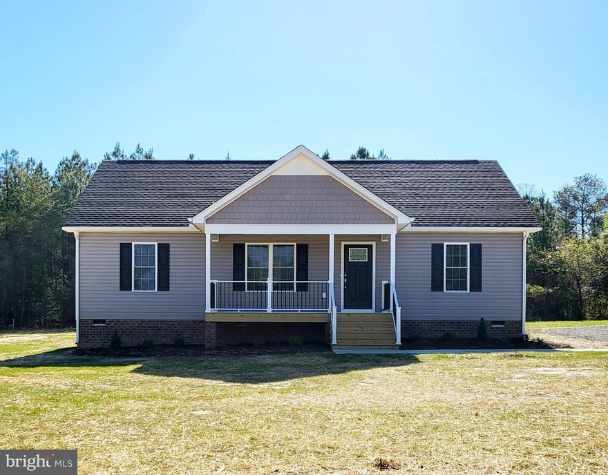 Welcome to your new construction  home in Richmond County! This beautiful +/- 1288 sq. ft. home to be built boasts 3 bedrooms and 2 full bathrooms on approximately 1.28 acres of land, providing plenty of room for outdoor activities and relaxation. The spacious and open floor plan provides ample living space for you and your family and features modern finishes and materials, making it both stylish and functional such as LVP flooring throughout hall, kitchen, family room and bathrooms, carpet flooring in the bedrooms, stainless steel appliances to include stove, microwave and dishwasher, granite countertops in the kitchen, marble vanity tops in the bathrooms, and so much more! 

This property offers a peaceful and tranquil setting that you can enjoy while sitting on your front porch or back deck.  The location is convenient for commuting to work or school, and there are plenty of shops, restaurants, and other local attractions to enjoy in the Northern Neck! Overall, this new construction home offers the perfect balance of style, functionality, and convenience, making it a great place for you to call home. Photos are from existing recent build that is similar but may not be identical to this home.
