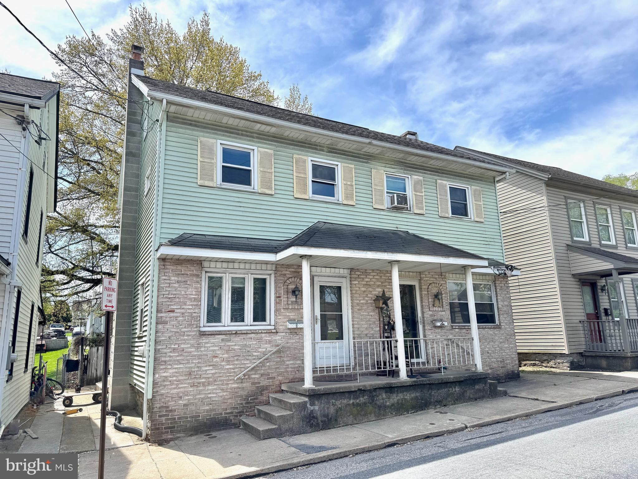 GREAT Value in this 3BR, 1 Bath Myerstown Semi-Detached Home! As you step inside, you are greeted by a living room with some built in cabinets that opens up nicely into the dining room. Continuing towards the rear of the home is the eat in kitchen with island, beautiful oak cabinets and a pantry. Completing this level is the laundry room. The second floor is home to 2 bedrooms and the home's full bath. The 3rd floor has a private third bedroom too! The basement offers LOTS of storage! Outside you will see a front porch, back patio, fenced in back yard with a detached garage and driveway for off street parking. Priced to SELL, Quick Possession Possible! Please call to schedule your showing today!