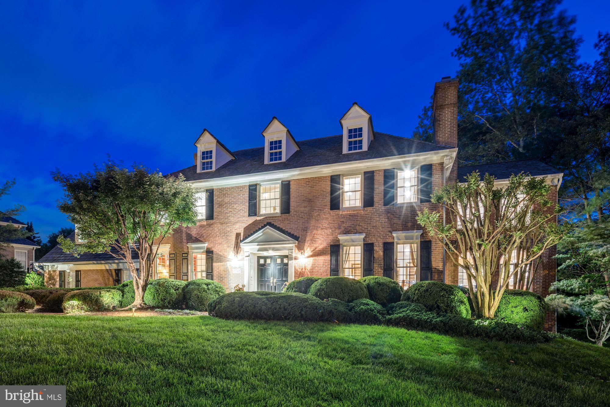 Extraordinary turn-key brick colonial in the prestigious community of Avenel. Meticulously updated throughout with attention to detail and lovingly maintained, this stunning residence offers an open floor plan, sun filled rooms, addition by BOWA, 3 finished levels, and a private rear yard with mature landscaping, pool and large Ipe deck. The Main level features a 2-story foyer, formal living room with fireplace, sunroom, gourmet-eat in kitchen with granite countertops & kitchen island, breakfast area, formal dining room, Family room with stone fireplace, library/office, 2 powder rooms, and a mud room. Hardwood floors throughout the entire main level. The second floor featuring a large Master Suite with hardwood floors offers a walk in closet, office/sitting room, and large master bathroom with dual vanities, separate shower & tub. The second level is completed by 3 additional bedrooms, 2 full baths, laundry room, and storage. The walk-out lower level features a large recreation room with hardwood floors & stone fireplace, ample entertaining area for both a pool table & ping pong table, a wet bar, two additional bedrooms, and one full bath, and additional storage. The rear yard is a true private oasis with large pool featuring cascading fountains, mature plantings, lawn, flagstone patio, and an Ipe deck that runs almost the full length of the rear of the residence. There are 3 garage ports that offer parking for 2 large vehicles and 1 compact vehicle. An unbuildable lot to the right offers additional buffer for more privacy.