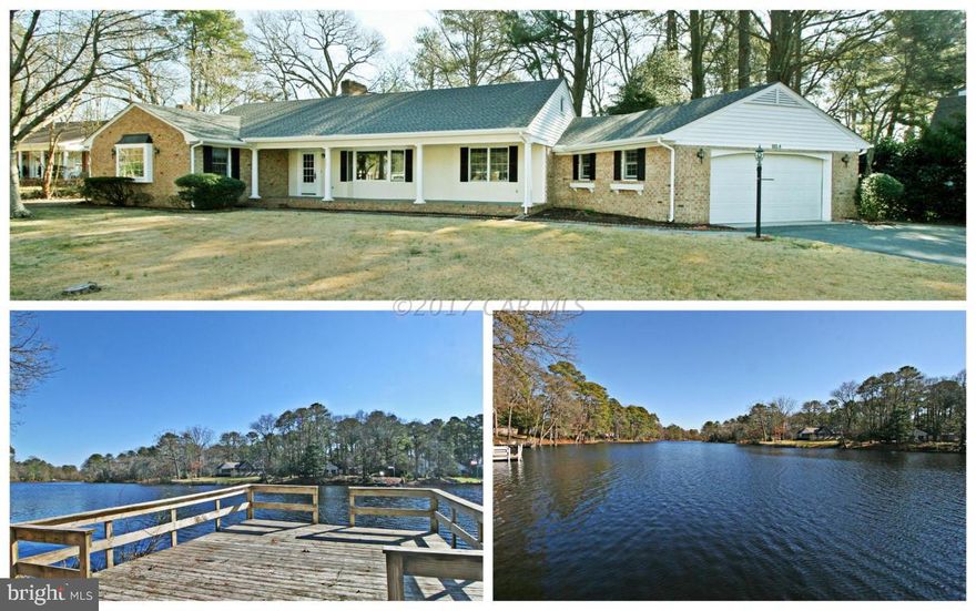 WATERFRONT Updated 3BR+Bonus, 3BA, 3200+/-SF Chestnut Hills Brick rancher w/finished basement. Updates throughout: NEW Roof & soffits; NEW flooring in kitchen & baths; NEW recessed lighting & COREtec flooring in basement; NEW carpet in Family Rm; FRESH paint throughout; NEW master BR picture window & bath; Fireplaces plumbed for gas logs; septic new in 2008. Large living rm w/ HW flr, brick FP. Family rm w/FP & sliders to screened porch overlooking the water & pier. DR w/chairrail, HW flr. Kitchen boasts waterview, bay window, laundry/pantry, island, desk. MBR w/full BA,  HW flr. 2 add'l BRs, HW flr. Basement: massive great rm, guest rm, closet; Full bath; stairs to 1st flr & oversized 2+car garage. Front porch & large yard. Owner is a realtor; LA related to owner. Sizes & tax approximate.