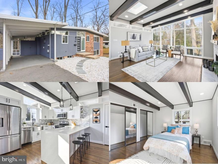 Open Houses: 1–3 PM Saturday, January 10 | 1–4 PM Sunday, January 11

Welcome to 3507 Gallows Road—an exquisitely renovated Mid-Century Modern rambler where timeless design meets everyday comfort. With nearly $200,000 in premium upgrades and over 2,400 square feet of finished living space, this 4-bedroom, 3-bath home delivers elevated living in one of Falls Church’s most convenient inside-the-Beltway locations.

The main level showcases a bright, open-concept layout anchored by floor-to-ceiling windows and a striking wood-burning fireplace. At the heart of the home is a show-stopping gourmet kitchen featuring quartz waterfall countertops, sleek Samsung luxury appliances, a wine cooler, and clean modern lines—perfect for entertaining and daily living alike.

Seamless indoor-outdoor living awaits with a screen porch connected to the covered carport, offering a private retreat for relaxing evenings or hosting gatherings. The main level also includes a serene primary suite with a spa-inspired bath, two additional bedrooms, and a beautifully updated hall bath.

The fully finished lower level expands your living options with a spacious recreation room and wet bar with quartz countertops, ideal for entertaining. A second wood-burning fireplace warms the family room, which walks out to a fenced backyard and patio. The lower-level bedroom and upgraded full bath create an excellent setup for guests or an au pair suite. A bonus room offers flexibility for a home office, gym, or additional guest space. A cleverly concealed washer and dryer complete the level.

Thoughtful details abound, including three skylights, recessed lighting throughout, newer windows, and a newer roof, all contributing to a bright, airy ambiance and peace of mind. An oversized driveway with parking for up to seven vehicles is a rare and valuable feature in this area.

Perfectly positioned just minutes from Washington, D.C., major commuter routes, parks, and everyday amenities, this home offers a seamless blend of luxury, functionality, and location—set within a welcoming, family-friendly community.

A truly distinctive offering in Falls Church—modern, refined, and ready to impress.