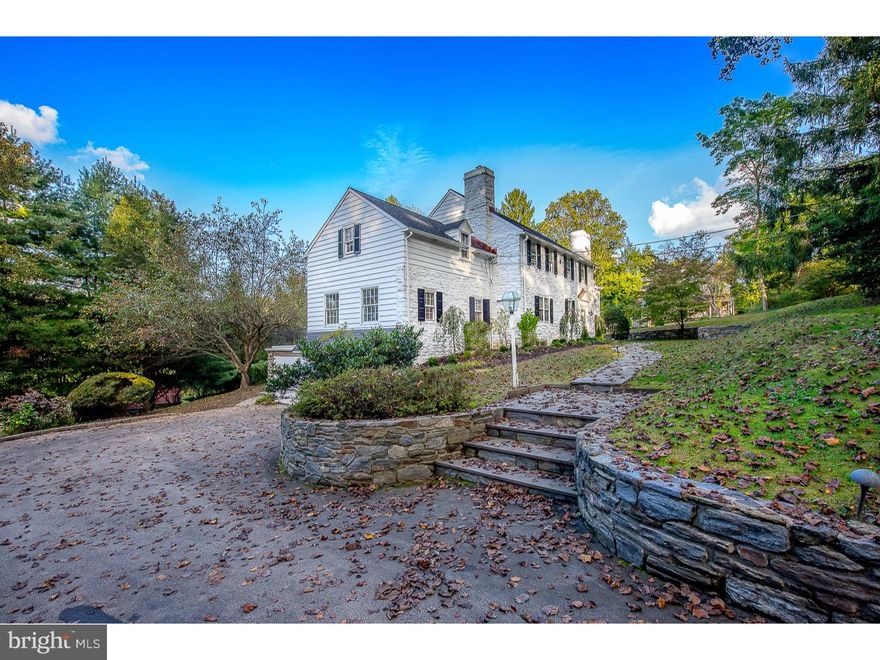 Exquisite new floor plan to be totally renovated with all the charm of a classic stone home near the heart of Bryn Mawr, five bedrooms and three full bathrooms, three car garage.   Sited on a hill and quiet street, this home is close to Shipley School,Bryn Mawr College and  Suburban Square/major routes, just 5 minutes to  trains! The beautiful lot is bordered by 100' pine trees, stone walls and gardens.  There is additional 750 square ft of finished area in the basement with a fireplace, mudroom, and space for a wine cellar.. Floor plans and specifications are available, rendered by the architect.  The completed renovation will be ready for delivery April  2019