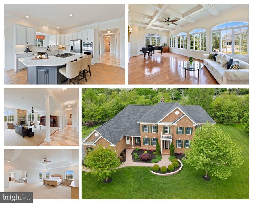 Discover the enchanting Chamberlain Model nestled in the prestigious Loudoun Valley Estates, perfectly positioned just one mile away from the Ashburn Metro and Dulles Toll Road for ultimate convenience! This magnificent property boasts an impressive 8192 Finished Sq. Ft. spread over 3 levels, offering an abundance of space and luxurious amenities. As you step inside, you'll be greeted by a captivating 2-story entryway adorned with elegant marble floors and a gracefully curved stairway, setting the tone for the splendor that lies within. The foyer chandelier is ingeniously electronically operated by a wall switch, allowing for effortless lowering during cleaning and maintenance. Throughout the home, you'll find exquisite custom trim accents, including chair rail, crown molding, and wainscoting, complemented by fresh, tasteful custom painting that adds to the home's allure. The main level offers Formal Living and Dining Rooms, a large sunken Family Room, and a dreamy Gourmet Kitchen with a cozy sitting area. The kitchen's beauty is elevated by beautiful beamed ceilings in the Solarium, making it a delightful space to enjoy meals and gatherings. For those seeking a private workspace, there's a sophisticated Home Study, as well as a convenient laundry room and a mudroom entryway connected to the 3-car side load garage, ensuring both style and practicality. Venture to the upper level to discover a sanctuary of comfort with 5 bedrooms, each accompanied by its own private bath. The Primary Owner's Suite is especially grand, fit for royalty. A large Den off the bedroom leads to the luxury bath, featuring a soothing soaking tub, separate vanity stations, and an expansive owner's closet, fulfilling all your storage and pampering needs. The Lower Level presents an entertainer's paradise, complete with a large Recreation Room featuring a cozy fireplace, a Home Theatre, an Exercise Room, a Den, 2 Additional Bedrooms, a Full Bath, and ample storage areas, including a utility room. Step outside to the rear yard, where the wraparound sun deck and patios offer plenty of outdoor entertaining space. Enjoy the serene privacy provided by the tree backdrop and lush mature landscape, enhanced by custom lighting. This remarkable home also features a full yard underground irrigation system, ensuring your lawn remains lush and green year-round. Additional modern upgrades include a new roof installed in April of 2018, new HVAC Trane systems (AC/Furnace units) for the whole house (3 zones), and a new Water Heater installed in July of 2021. Moreover, the entire home has been freshly painted with a neutral palette, bringing a sense of freshness and brightness, while the kitchen showcases new quartz countertops and a stylish backsplash, blending style and functionality seamlessly. Elegance, comfort, and modernity come together in this exquisite property, offering a truly exceptional living experience in a prime location. Property offers over $200K in upgrades including builder options, structural expansions, recently remodeled kitchen, and new paint on main and upper levels of the home!!