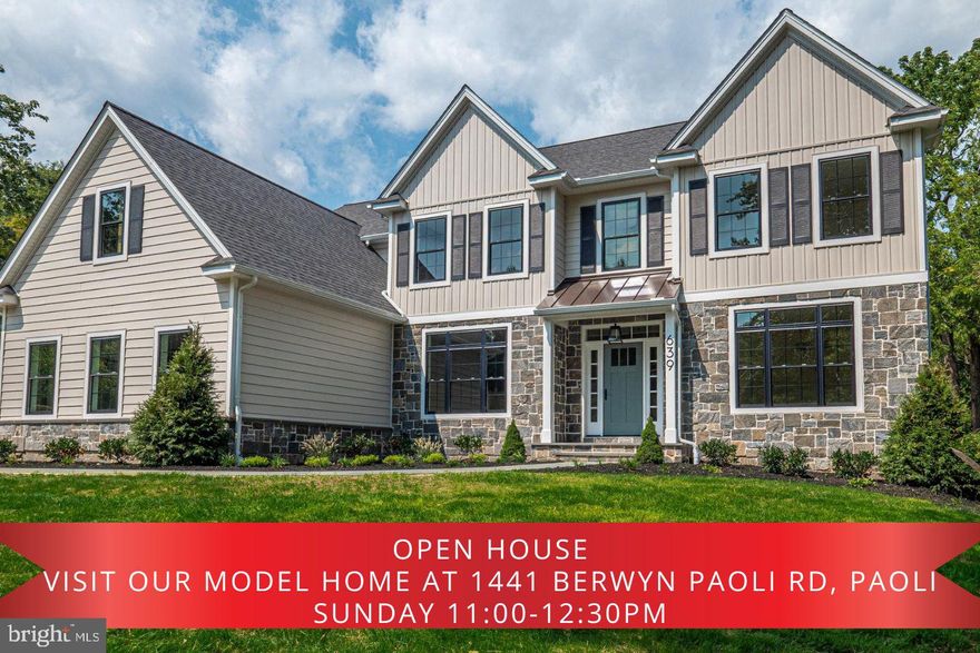 *TOUR A COMPLETED HOME @ 1441 BERWYN PAOLI RD, PAOLI*  Take advantage of the final homesite at Timber Mill! Zappitelli Homes is a custom homebuilder dedicated to bringing your vision to life—whether you want to design your dream home from the ground up or choose from one of our expertly crafted and well-loved floorplans. Timber Mill is a private enclave of 5 estate homes on 1 acre plus homesites located just outside of the West Chester Borough.

Introducing the Biscotto—a thoughtfully designed floor plan offering a perfect balance of open-concept living, functional spaces, and flexible options for modern lifestyles. Nestled on a picturesque, over 1-acre homesite in the heart of West Chester, this home blends timeless design with contemporary features throughout.

Step inside to a light-filled foyer flanked by formal living and dining rooms, setting the tone for the home's inviting sophistication. The gourmet kitchen features a large center island, walk-in pantry, and seamless flow into the breakfast area and expansive family room with fireplace—perfect for entertaining or relaxed family evenings. A private study, oversized mudroom, and optional rear porch provide everyday practicality with a high-end touch.

Upstairs, the layout includes four spacious bedrooms, including a luxurious primary suite with dual walk-in closets and a spa-inspired bath. Each secondary bedroom offers generous closet space, and en-suite or Jack-and-Jill bath access. An open hallway overlooks the family room below, enhancing the sense of space and light. The optional fifth bedroom with private bath adds versatility for guests or multi-generational living.

Located in an idyllic setting just minutes from vibrant downtown West Chester, major commuter routes, and highly rated schools, Timber Mill offers a rare combination of privacy, prestige, and convenience.

Come explore the Biscotto and experience the thoughtful design, premium finishes, and unmatched quality that define every Zappitelli home.  GPS - 301 Reservior Rd, West Chester