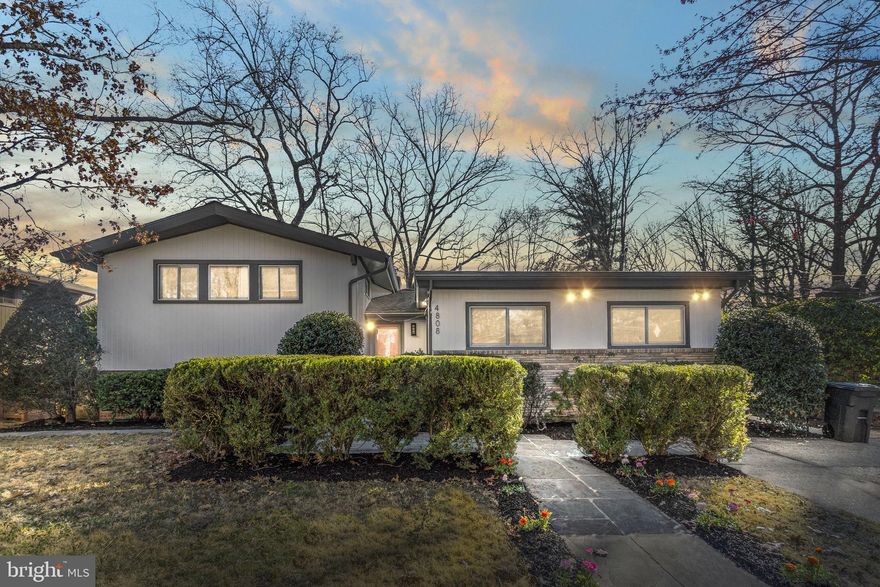 Imagine enjoying a quiet morning drinking your coffee in the privacy of your secluded backyard. Welcome home to 4808 Grantham Ave in the beautiful town of Somerset! This gorgeous 4 bedroom, 3 bathroom mid-century modern split-level home is complete with a spacious newly updated kitchen, two large living rooms,  and a secluded backyard - perfect for hosting or relaxing!  

The living room, with its dramatic vaulted ceilings and handsome floor to ceiling stone fireplace walks out onto a huge, private slate patio.  On the upper level, you’ll find 3 bedrooms and 2 bathrooms. On the lower level, you’ll find a second bedroom + bathroom and an expansive second living room with a second fireplace – great for watching movies or having a game night. This leads to a sunroom with slate floors and period built-ins, great for a home office or study space!

Enjoy the home as is or add a customized third level. The options are endless!

Don’t miss this rare opportunity to live in the neighborhood of Somerset – to include use of the community pool, tennis and basketball courts! You will be in walking distance to restaurants and shopping at Bethesda Row and Downtown Chevy Chase, as well as the Friendship Heights & Bethesda metro stations. There is easy access to the Capital Crescent Trail. The location can't be beat.

Schedule a time to see this house now - this home is one not to miss!