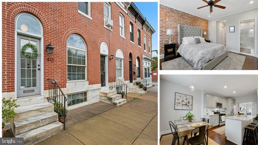 Updated in 2018, this home has it all: 2 car PARKING, exposed brick walls, a primary bedroom with an en-suite bathroom, an oversized kitchen island, and hardwood floors throughout. The vestibule invites you in to the 14 foot wide open concept main living level, which is sun filled from the massive front window, and features a decorative fireplace, crown molding, exposed brick wall, scraped hardwood floors, a reading nook, and dimmable recessed lights. The kitchen will draw you in with the large kitchen island and its breakfast bar overhang that allows seating for 4 stools, stainless steel appliances, high end granite, and 2 tone soft close cabinets (island cabinets are white, and the wall cabinets are light grey). The eat in kitchen table is a versatile addition perfect for everyday use and ideal for entertaining. The original staircase takes you upstairs were you’ll find 2 bedrooms and 2 bathrooms. The primary bedroom has lots of closet space, rarely seen in this price range in the city, enough room for a king bed and dressers, an exposed brick wall, and an en-suite bathroom. The gorgeous bathroom has granite counter sink with lots of counter space and storage and a glass enclosed shower. The rear bedroom allows for enough space for a queen bed and a desk/ office. The hall bathroom is easily accessible for back bedroom occupants and guests alike. The unfinished basement is great for storage and contains the washer and dryer. Conveniently located near Patterson Park, Highlandtown Arts District, Canton, numerous restaurants and bars, bus routes, and bike lanes. Easy access to 895, 695, and 95. Located almost equidistant from Johns Hopkins Hospital and Bayview.