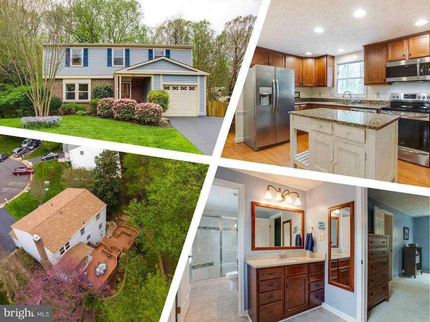 Your own nature retreat! Renovated 2600 square-foot colonial with massive deck and usable yard backing up to woods and walking path. Stunning 3-level single family home with 4 bedrooms/ 2.5 bathrooms nestled on a quiet cul-de-sac in the established Fairfax Club Estates neighborhood of Fairfax and a short walk from Woodglen Lake. Private lot with massive 2-level deck overlooking a beautifully landscaped yard with flowering trees and firepit area. Picture perfect! Over $35,000 worth of upgrades past 5 years including complete renovation of master bathroom suite and NEW ROOF! Gorgeous hardwoods throughout main level. Welcoming living room leads to formal dining space then through to wonderfully updated kitchen with all stainless steel appliances, granite countertops, recessed lighting and center island with open floor plan to family room. Family room is sun drenched with cozy fireplace and bay window - fantastic views of nature! Upper level hosts 4 generous sized bedrooms and features a completely renovated master bathroom suite with dual vanities, granite countertops, mirrored cabinet, tiled shower with built in seat and an enormous walk in closet. Lower level features great space for relaxing/games/exercising with walkout access to deck.  Bright laundry room with huge storage capacity and radon remediation system. Fantastic community - walk to pool, basketball, tennis courts, playground. Just minutes from Rt 123, FFX Pkwy, VRE & Metro Bus to Pentagon and more. 5 min to shopping and restaurants. Bonnie Brae Elementary and Robinson Secondary Schools. Welcome Home! Rent back needed through June 29th. Walk through this home with a 3D tour at https://my.matterport.com/show/?m=ctfXJaBgStz.