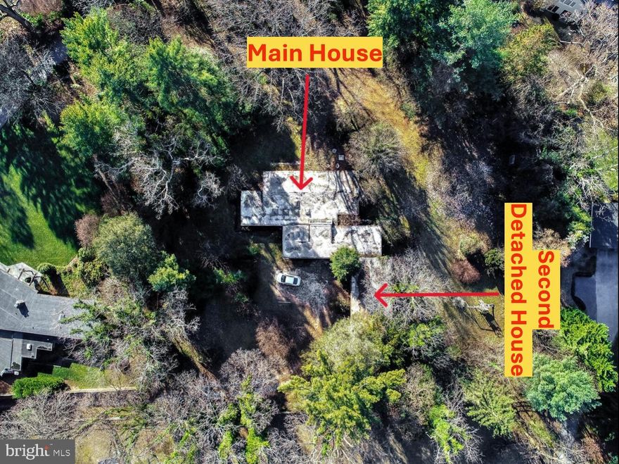 Welcome to one of the most unique properties in Ruxton, offering two optional entrances: a driveway off of Crossmoor Lane and street parking with walk-up access from Chelsea Street on the opposite side of the community. This feature provides private access and architectural balance. The property includes two completely detached dwellings, each with its own electrical meter. The main home, rebuilt in 1980, features 3 bedrooms, 2 full baths, a den, redwood exterior, hardwood  and brick flooring, plaster walls, ceramic tile, ample closet space, and a structurally sound slab foundation. Designed and built by Herbert Pancoast Bangs, former Baltimore County Architect, the home embodies simplicity and balance and is often described as a passive solar home, offering natural light and warmth. Its plumbing and mechanical systems are centrally located to prevent freezing pipes and ensure efficiency. The second detached home features 1 bedroom, 1 full bath, a fireplace, and a design that compliments the main house. Ideal for guests or extended family, it includes a rear entrance that opens to a large yard and patio with stunning sunset views. While it may benefit from minor interior updates and possible kitchen upgrades, this home offers a comfortable space to stay during renovations or while building your dream home. The property also boasts mature landscaping, designed for optimal seasonal blooms, though it too needs some TLC. Conveniently located near major highway corridors with easy access to Baltimore, Hunt Valley, Towson, Pennsylvania, and New York, this property invites you to bring your imagination and make it your own. Welcome Home!   More details and pics coming soon!