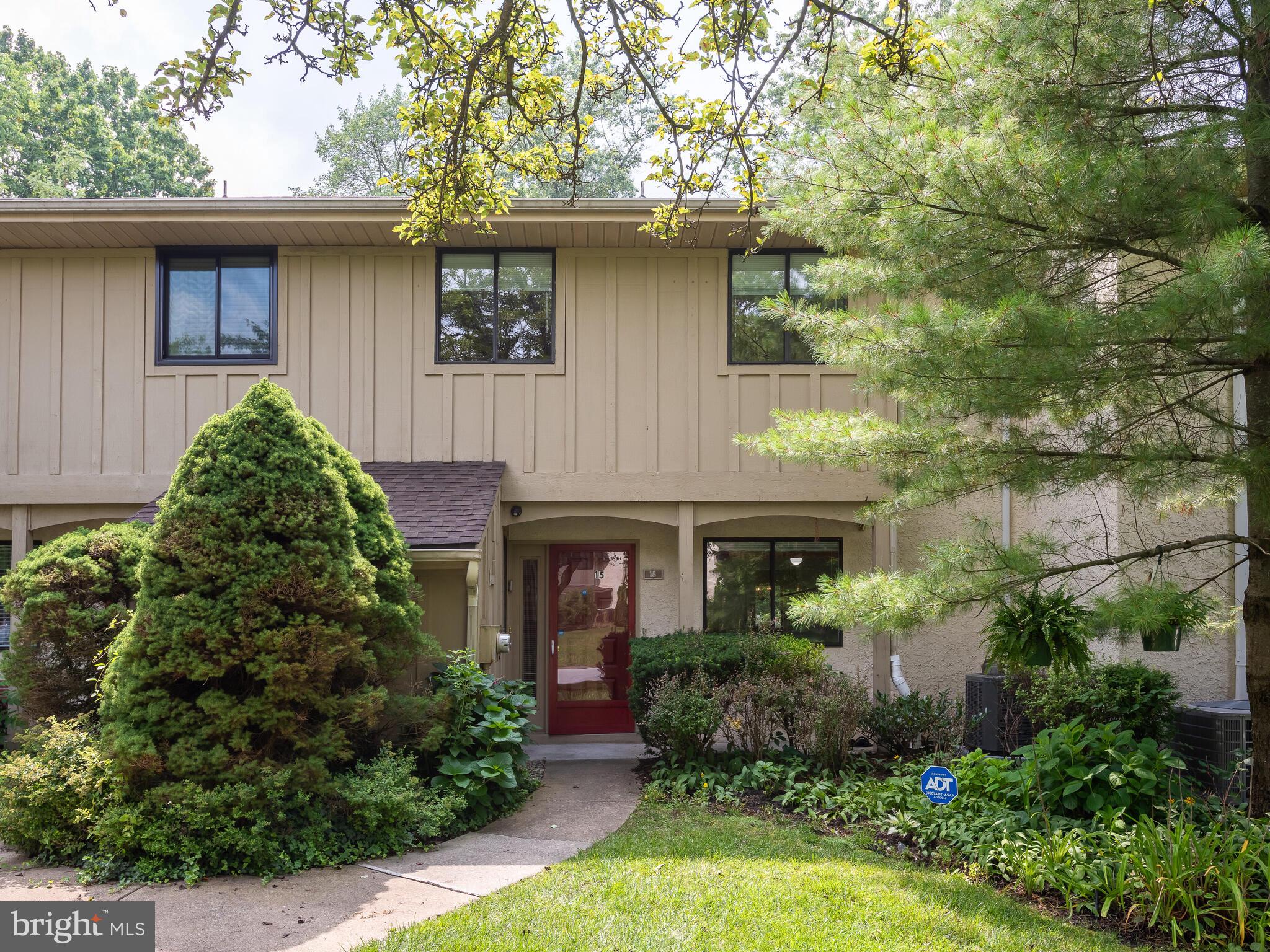 Discover the perfect blend of comfort and convenience in this inviting 3-bedroom townhome, located in highly sought-after Brinton Square. Immaculately maintained and thoughtfully designed, this home offers a brand new HVAC system. The main floor welcomes you with a neutral and bright atmosphere. The den/family room is anchored by a fireplace and flanked by built-in cabinets and shelves. There are seamless transitions from the kitchen into the dining room and then again through a wide open entrance to an expansive living room. Step outside through sliding glass doors to find a spacious and private deck, providing a serene retreat with views of the wooded open space. Upstairs, the primary bedroom awaits with two walk-in closets and a half bath that conveniently connects to a central tub/shower area, complemented by another private half bath accessible from the hallway. For added convenience, the laundry is also situated on this level. Embrace the opportunity to call this charming townhome yours and experience a lifestyle of comfort and natural serenity.