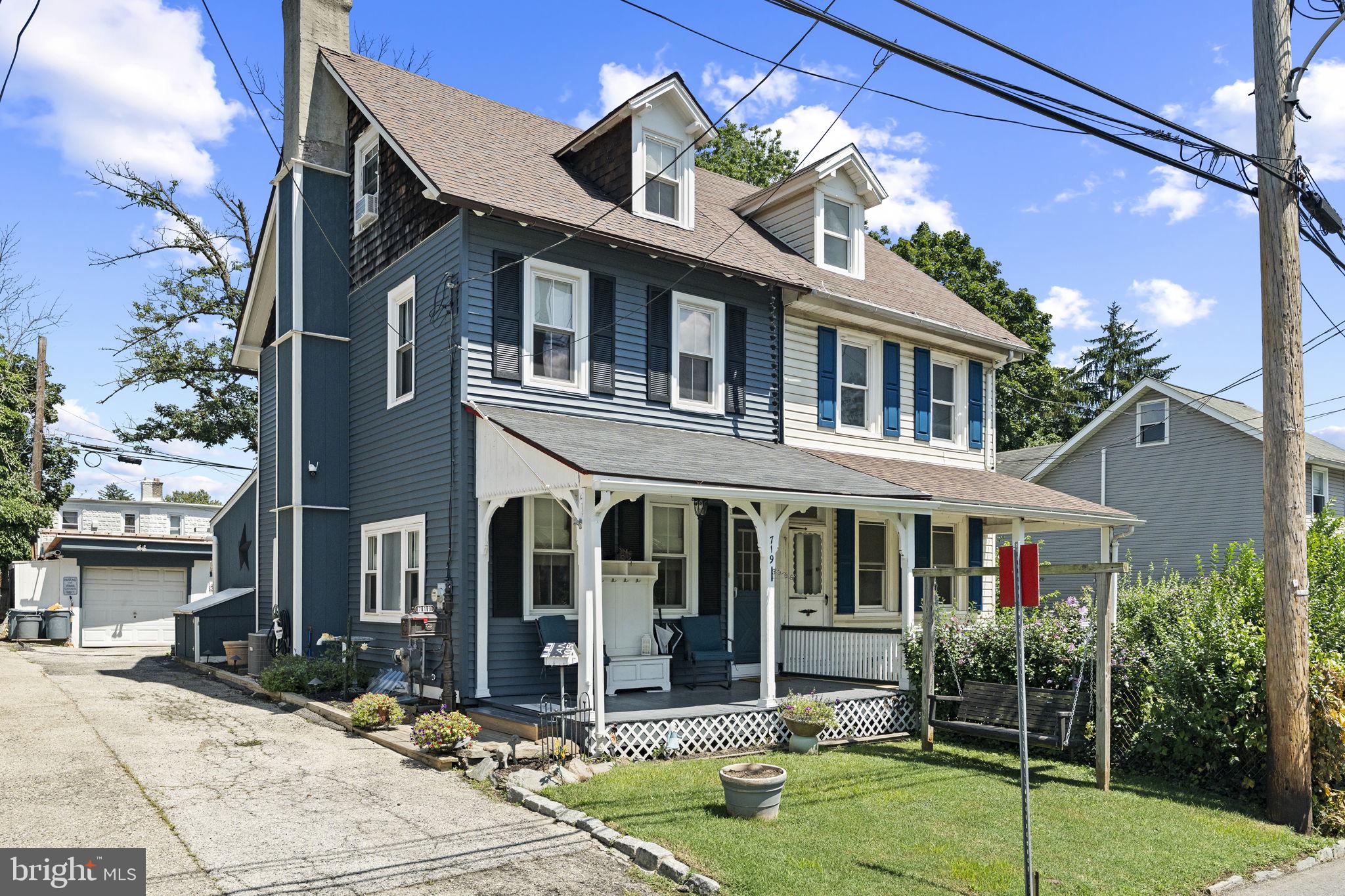 Charming Renovated Twin Home in Sought-After Radnor Township is ready for you! Welcome to this quaint and character-filled 3-bedroom, 1.5-bath twin home, ideally located on a quiet no-thru street just a short stroll from the train station in ever-desirable Radnor Township. Fully renovated by the current owners, this home blends timeless charm with modern updates—making it a perfect primary residence or investment property. The covered front porch welcomes you into a charming main level featuring a foyer entry, cozy living room, formal dining room with gorgeous crown molding, a bright eat-in kitchen, and a convenient half bath. From the kitchen, enter your backyard retreat, as you step out to a private backyard with a one-car detached garage and a delightful “she-shed”—perfect for hobbies, storage, or relaxing. The second floor offers two sunny bedrooms and a beautifully updated full bathroom with whirlpool bathtub. The third floor features a spacious and versatile bedroom—ideal as a primary suite, guest room, or home office. With thoughtful renovations and stylish finishes throughout, this home is turnkey and ready for its next chapter. As a renovated home, you can enjoy peace of mind with new windows, new siding, a brand-new kitchen and baths, and a high-efficiency HVAC system with gas heat and central A/C. Whether you're looking for a welcoming place to call home or a smart addition to your real estate portfolio, this Radnor gem checks all the boxes.