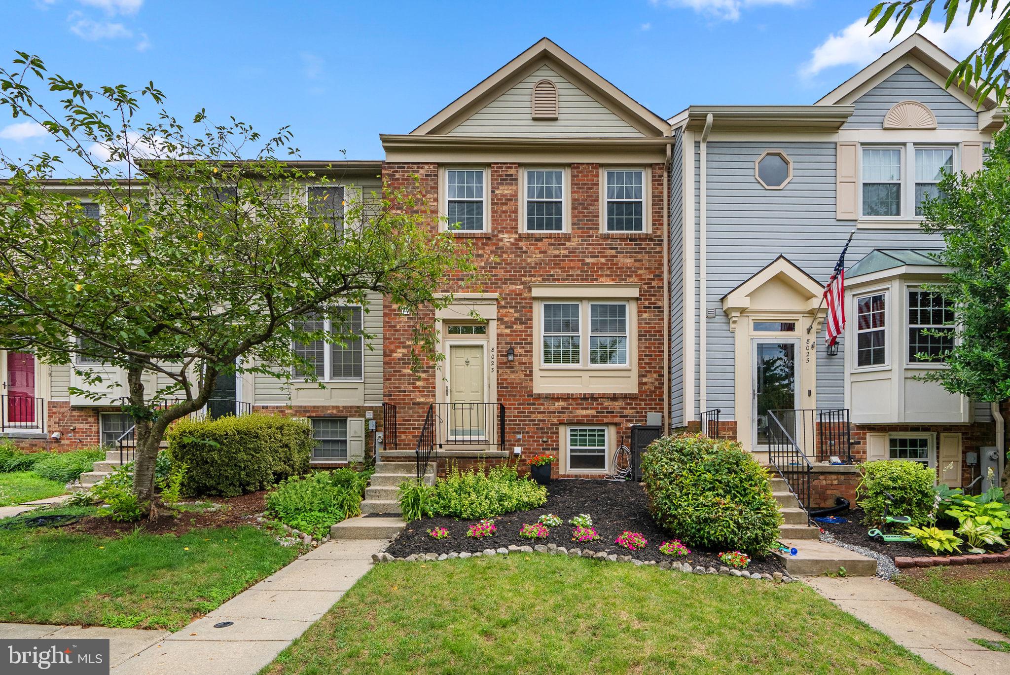 Welcome to this well-maintained brick-front townhome—lovingly cared for by its one and only owner—and offering comfort, style, and convenience. The main level features a bright eat-in kitchen with detailed tile backsplash, stainless steel appliances including a microwave rangehood, a pantry, and a built-in desk/computer nook—perfect for daily organization or working from home. A sliding glass door leads from the kitchen to a spacious deck with stairs to the backyard, ideal for outdoor dining or entertaining. A convenient half bath completes the entry level.
Upstairs, you'll find a full hallway bath with a double sink vanity and three comfortable bedrooms, including an owner's suite with a large closet and a built-in vanity area.
The finished lower level offers excellent flexibility with a large space that can serve as a second family room, media room, or home office, along with a dedicated laundry room and a rough-in for a three-piece bathroom—ready for your customization. Enjoy the nicely landscaped yard and all the benefits of a location close to shopping, recreation, dining, and major commuter routes. A wonderful place to call home!
