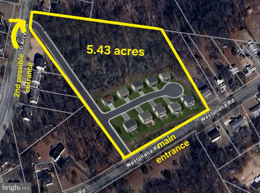 Prime residential land opportunity in the rapidly growing Westphalia area of Upper Marlboro. This vacant parcel is currently zoned residential and offers strong subdivision potential, subject to county approvals and engineering. Preliminary assessments suggest the possibility for multiple home sites, making this an attractive option for builders and developers.
The property is ideally located with convenient access to I 495, providing easy connectivity to Washington DC, Northern Virginia, and surrounding counties. Positioned in an area experiencing significant new construction and infrastructure investment, this parcel sits in the path of continued growth.
There may be potential to explore secondary access from D’Arcy Road, which could enhance development flexibility, subject to county approval.
Buyer to perform their own due diligence regarding zoning, subdivision, utilities, and development feasibility.
