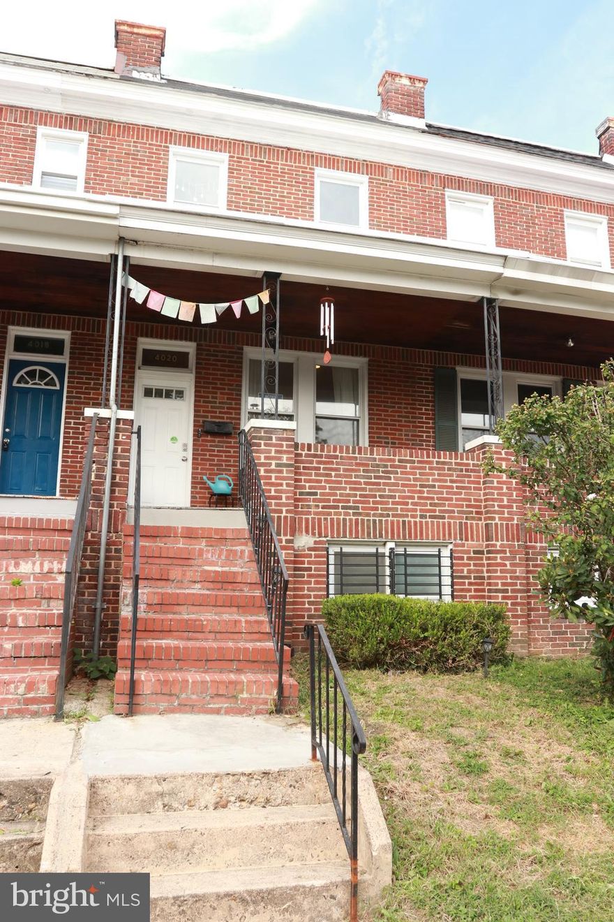 This recently renovated 3 BR, 2 BA rowhome offers a super-cool kitchen, finished basement and CAC! Boasting the best natural light throughout (two skylights!), the welcoming living room features real wood floors and recessed lights that are ideal for reading. The open floor plan is great for entertaining, and the dining room is spacious, graced by amazing nine foot tall ceilings! The kitchen boasts stainless steel appliances, granite counters, under-counter lighting, a built-in microwave, a large breakfast bar and plenty of counter and storage space. The eat-in kitchen is the perfect place for a quick bite or for a Zoom meeting. Tall and efficient replacement windows abound in this home. The fully fenced back yard features a back porch which is a great place for barbecuing. The main bedroom is large and offers easy furniture placement. The basement is nicely finished and features a beautiful full bath with sweet details. These rooms can be turned into a gym, an office, craft room, and more! Updated chimney liner. Located only a few minutes away from JHU. As is sale.