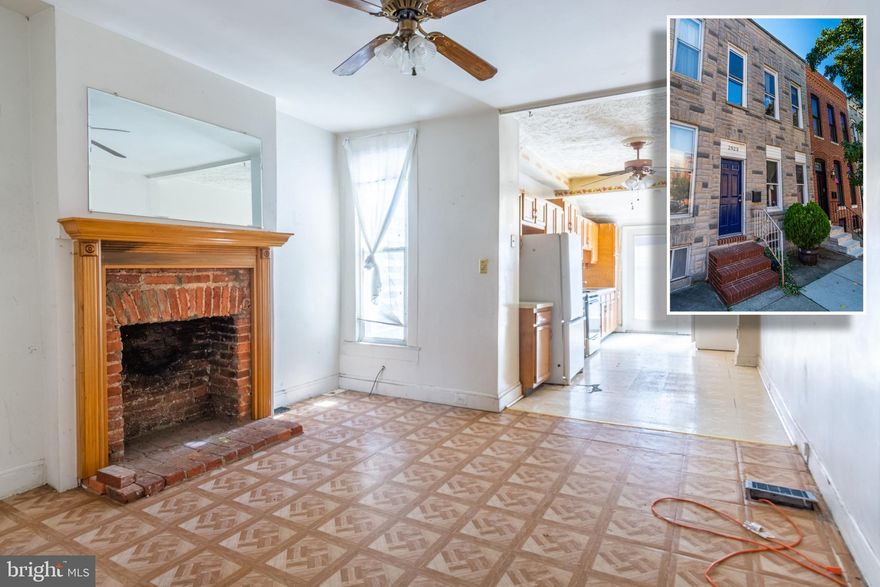 INCREDIBLE INVESTMENT OPPORTUNITY IN PRIME CANTON LOCATION!  13 ft wide rowhome with a large living room, separate dining room, spacious galley kitchen, upper level with 2 bedrooms and 1 full bath, a full basement which can be finished to add more living space, and potential for off street parking.  Property's roof is approximately 2 years old and was replaced all the way down to and including the wooden structure itself, not just the top surface.  Property also has a modern breaker box and seller will consider seller financing. Location can't be beat! Steps from Canton Square, and close to Safeway, Can Company, and Canton Waterfront!    Sold As-Is!