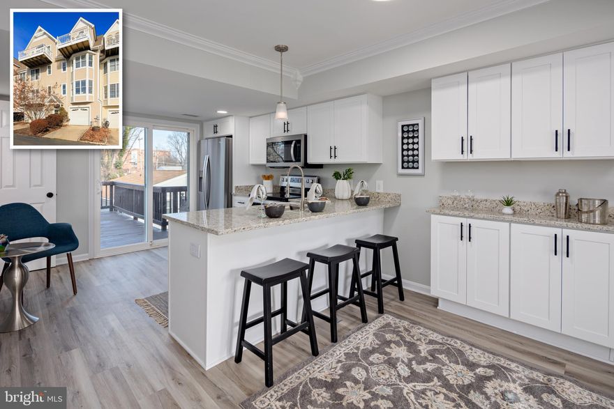 LOCATION LOCATION LOCATION! You will love the views from this easy to move in contemporary townhouse - Only steps from the Havre De Grace Promenade and Lighthouse.  Enter into a sun-filled kitchen with brand new luxury vinyl plank flooring that seamlessly runs through the main floor dining area, living area and conveniently located main floor half bathroom.  The kitchen has been completely updated with custom white shaker cabinetry, granite countertops and stainless steel appliances.  On the second floor you will find two generously sized bedrooms and a newly updated full bathroom.  The third floor features a huge master suite with a large walk-in closet, an ensuite bathroom with shower and soaker tub, and a private balcony.  On the main level off of the kitchen is a sliding door that leads to a large deck with stairs to a private yard with rear access to the two car tandem garage.  This house features so many updates and is ready for you to pack your bags and move right in.  House is vacant and easy to show so schedule your showing today!