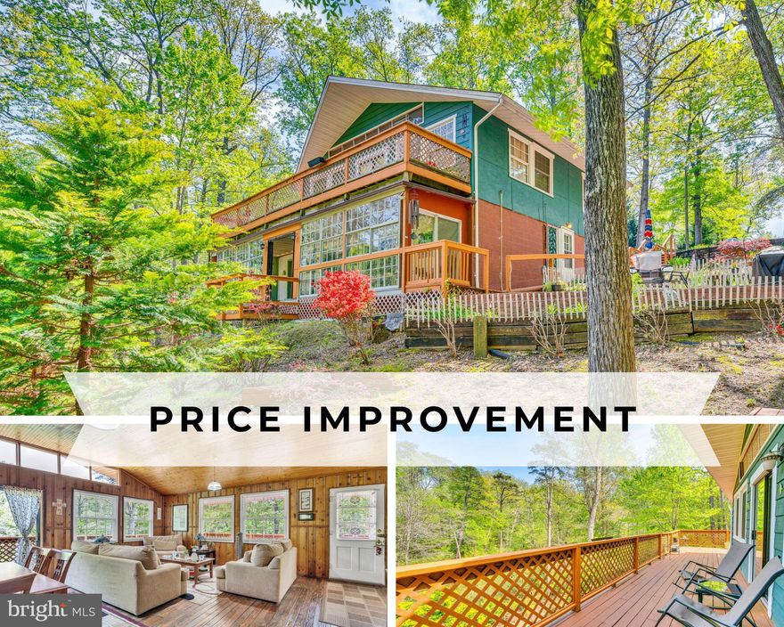 HUGE $15,000 REDUCTION! Tucked away on a peaceful cul-de-sac in Lusby’s sought-after Chesapeake Ranch Estates, this one-of-a-kind rambler combines rustic charm with thoughtful design and modern comfort. With vaulted, tongue-and-groove ceilings, warm hardwood floors, and an open-concept main living area, the interior welcomes you with style and space. Wainscoting details add a classic touch, while large, light-filled rooms offer room to relax, entertain, or create your dream work-from-home setup.

Step outside to your private backyard oasis—perfect for gatherings or quiet evenings under the stars. An oversized wraparound deck, paver patio, firepit area, and covered cabana set the stage for summer barbecues and serene mornings with coffee. Need flexibility? This home also features a second kitchen area for added convenience or hosting ease.

Living in Chesapeake Ranch Estates means more than just owning a beautiful home—it’s a lifestyle. Residents enjoy access to both bay and lake beaches, a neighborhood playground, and even a private airstrip. Just minutes away, you’ll find the charming waterfront town of Solomons Island, known for its marinas, restaurants, boardwalk, and events. With quick access to Patuxent River Naval Air Station and all the shops and dining of nearby St. Mary’s County, you’ll love the balance of nature, community, and convenience.

Whether you're looking for space, amenities, or a touch of the unique—this home has it all.