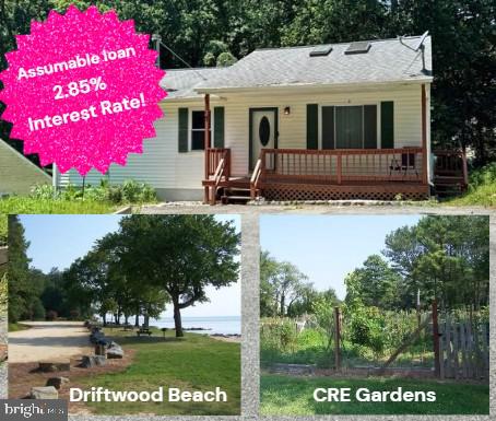 This VA Seller has an unheard of 2.85 interest rate that is ASSUMABLE for those who qualify. With minimal money down, this home could be yours with a monthly payment below $1,600!
This 4-bedroom, 2-bathroom home is ideally situated in the heart of Chesapeake Ranch Estates, just a short stroll from the community gardens and basketball courts—offering the perfect blend of comfort, convenience, and lifestyle. Enjoy easy access to local beaches along the Chesapeake Bay, scenic nature trails, fishing spots, and Lake Lariat. The home is also conveniently located near shopping centers, dining options, and top-rated schools. For commuters and military families, it’s just a short drive to Solomons Island, Patuxent River Naval Air Station, and Route 4 for easy travel to Washington, D.C. and Annapolis. Whether you’re seeking outdoor adventure or everyday convenience, this location truly has it all.
It’s cute and charming and has a ton of potential. You can live here while doing the updates and TLC needed to bring the home back to life.