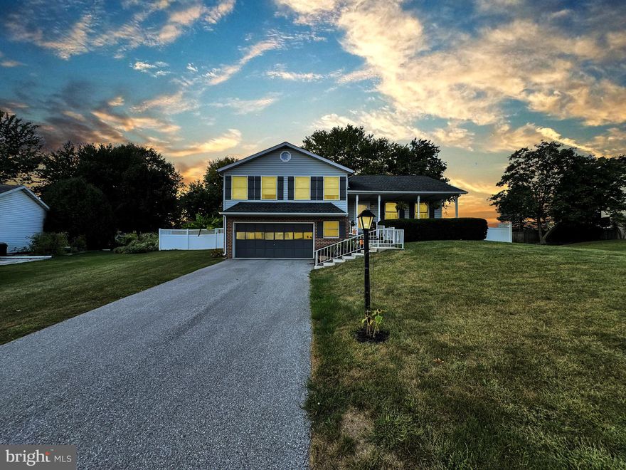 Welcome to 43 Little Knoll Drive, a spacious and well-appointed home offering 2,315 finished square feet of living space on a beautifully maintained 0.29-acre lot. Located just 1.5 miles from shopping, dining, and fitness at South Hanover Shopping Center—and just over 6 miles from the MD/PA line—this home delivers both comfort and convenience. Step outside and enjoy your private backyard retreat featuring an in-ground pool, deck with pergola, patio, fire pit, horseshoe pit, and fenced yard—perfect for relaxing or entertaining. The heart of the home is the kitchen, featuring stainless steel appliances, a kitchen island, and a skylight that fills the space with natural light. Hardwood floors flow through the kitchen and dining area, adding warmth and style. With 3 bedrooms and 2.5 bathrooms, the home includes a primary suite with a private bath and walk-in closet. The family room or office includes a brick fireplace, while the finished lower-level den offers the perfect space for a pool table and entertainment center—ideal for gatherings or movie nights. The steel-beamed basement provides long-term strength and stability, and every closet (except the coat closet) includes built-in lighting. Additional features include a covered front porch, an oversized 2-car attached garage, and a roof replaced in 2015. The patio will be resealed before settlement, making this property move-in ready both inside and out.