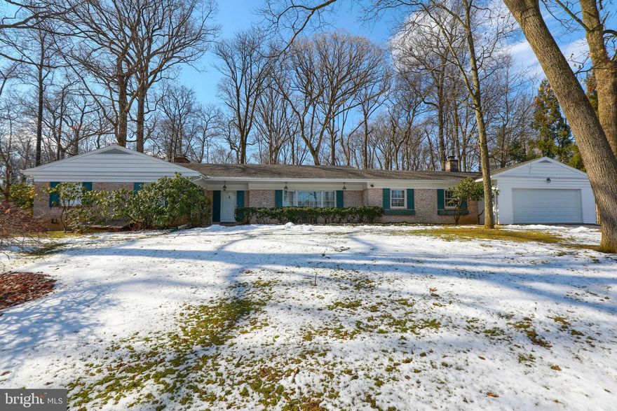 Extremely conveniently located ranch home in Manheim Township s Mission Hills, situated on private wooded lot, over an acre, yet close to highways, shopping, etc.  Home features a huge office/den with wood burning fireplace and stone surround, kitchen with breakfast room gorgeous hardwood floors and fresh paint throughout. Enclosed porch, partially finished basement and 2 car garage.