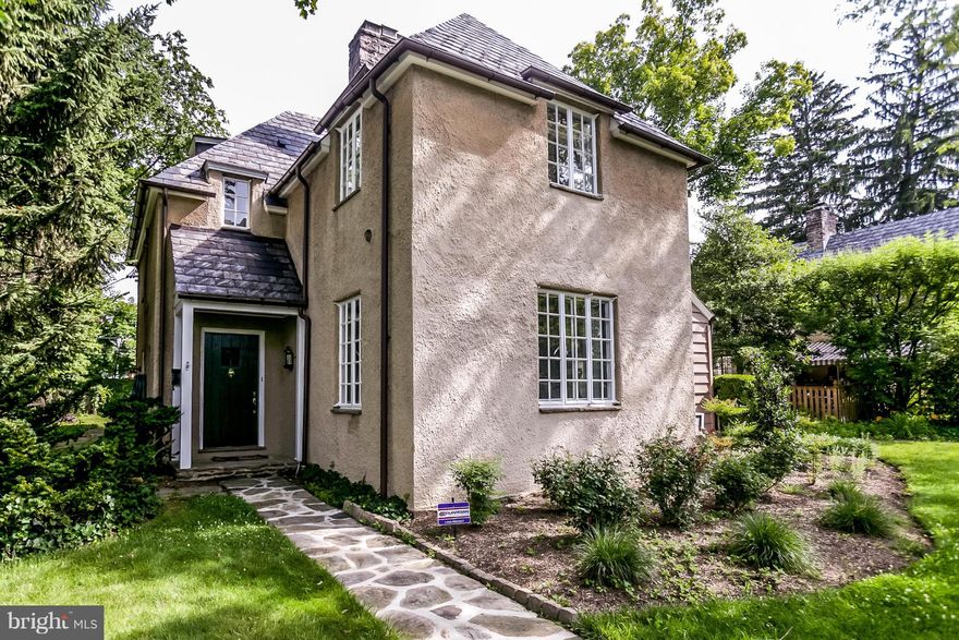 Homeland charm at its best in this French Country home in move-in condition.  Chef's Kit. w/6 burner Viking stove, quartz counters, SS appliances. 1st fl Fam.Rm off kit with  built-ins. 4 BdRms on 2nd floor. Master BdRm & 2nd BdRm are EN SUITE! Windows have been restored!  Stone patio, level lot, driveway w/parking for 4 cars, fenced back, professional landscaping.  Waterproofed Bsmt, New gutters.
