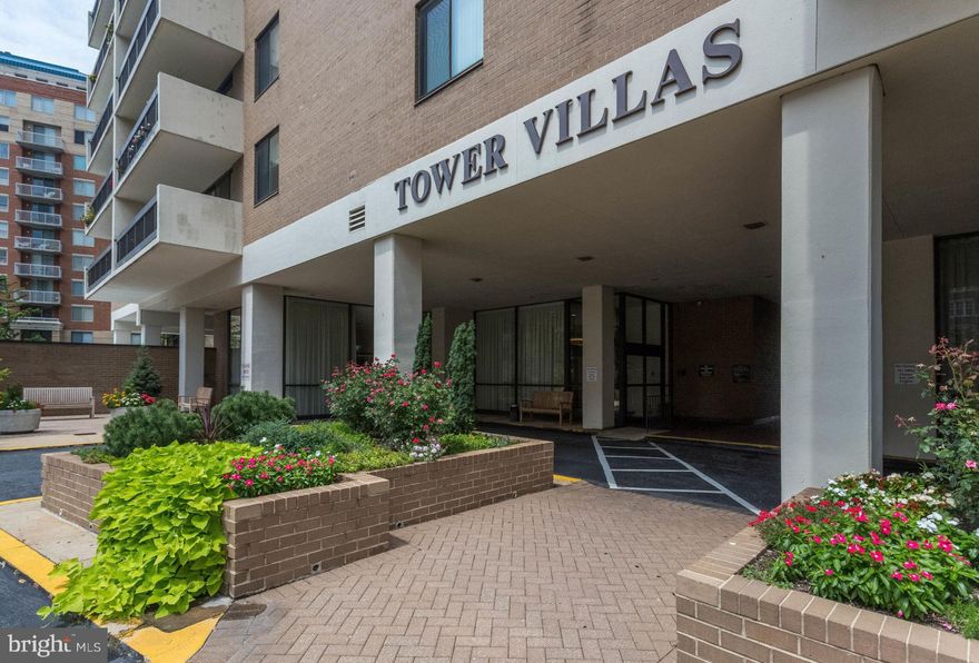Rare opportunity for a 3 Bedroom.  Open House 2-4 p.m. Sunday Jan. 6.  See for yourself why there is so little turnover in Tower Villas.  Three Bedroom 1,710 sq. ft. + 6'x20' Balcony facing East with a glimpse of Capitol and tip of Washington Monument.  Party-perfect for 4th of July.  Updated and turn-key.  Hardwood floors.  Walk-In Pantry/Storage/Laundry Rm. Two Garage Spaces Convey; P2-59 and P3-104.   All utilities included in monthly condo. fee - $928.14 + $22.72 + $22.72 for the two DEEDED garage spaces.    Even Comcast cable t.v. is provided in the monthly fee.  The only additional checks you will write would be for a land-line  and Internet; your choice of provider and the bldg. is FIOS wired.  Solid and secure with 24 hour lobby  personnel.  In-house engineers can handle everyday electrical, plumbing etc. fixes.  Golden location 1.5 blocks to Virginia Square Metro and handy to all of Ballston/Virginia Square/Clarendon conveniences.  There are good reasons that there is so little turn-over in Tower Villas.  NOTE:  Fireplace is decorative & non-functioning.  Pet-friendly - 30 lb. weight limit.   ALSO FOR RENT.
