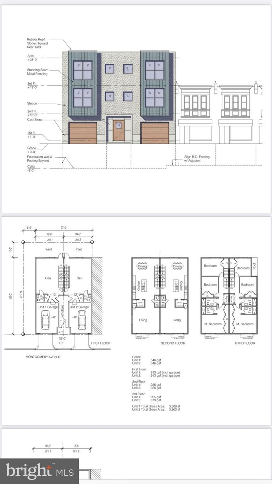 Amazing development opportunity in Elkins Park. Two large side-by-side homes to be built. Unit 1 is 3,309sf and unit 2 is 3,263 sf. Ability  to work with the builder to add your finishing touches! These are two side-by-side 3bed/2.5 bath homes with garages.  This fabulous location is conveniently located within walking distance to public transportation, highways, the central business district of Elkins Park featuring various shops and eateries, local cultural events, a park with walking trails, local hospitals and being in walking distance to the elementary school. Build these and live in one and rent the other! Please see attached plans and inquire for more details for pricing. Previous list price  was land only.