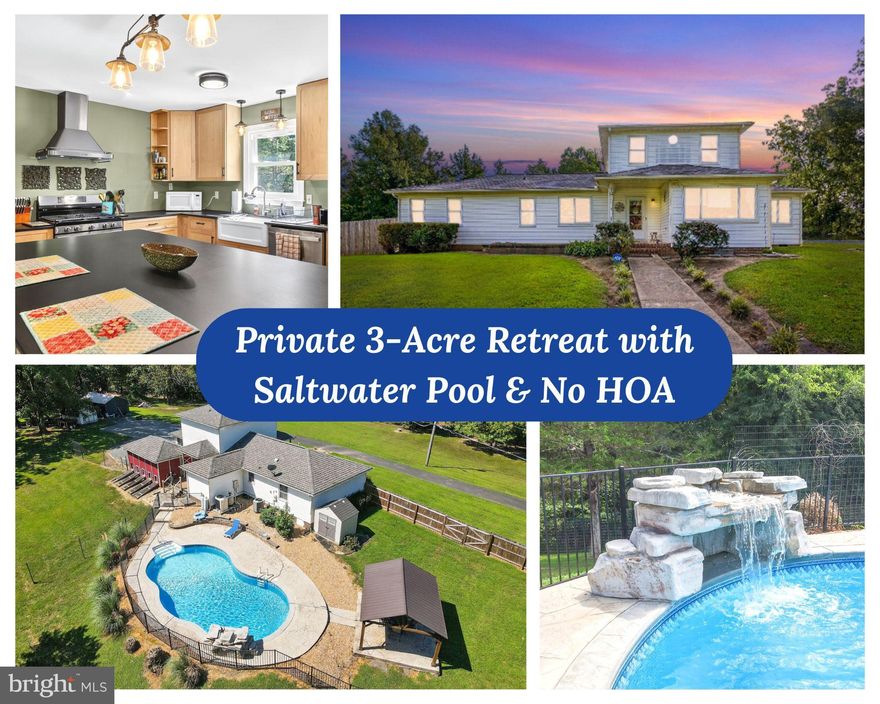 HOME INSPECTION AND APPRAISAL FEE COVERED!!! Welcome to 1352 Brooke Rd in Fredericksburg, VA which offers country living close to the city. This well-maintained property is situated on 3 multi-use acres and offers a combination of space, privacy, and convenience. The home includes a functional layout suited to a variety of needs, including remote work or multi-purpose living.  Exterior features include an in-ground saltwater pool, a large patio area, and ample outdoor space suitable for recreation or future use. The property also offers a dual-entry driveway, parking area, and no HOA. High-speed internet is available, perfect for remote working at home. This commuter-friendly Fredericksburg home is less than 5 minutes from the VRE Brooke Station, local shopping, parks, and dining. This property offers the opportunity to enjoy acreage while remaining near key transportation and regional amenities.