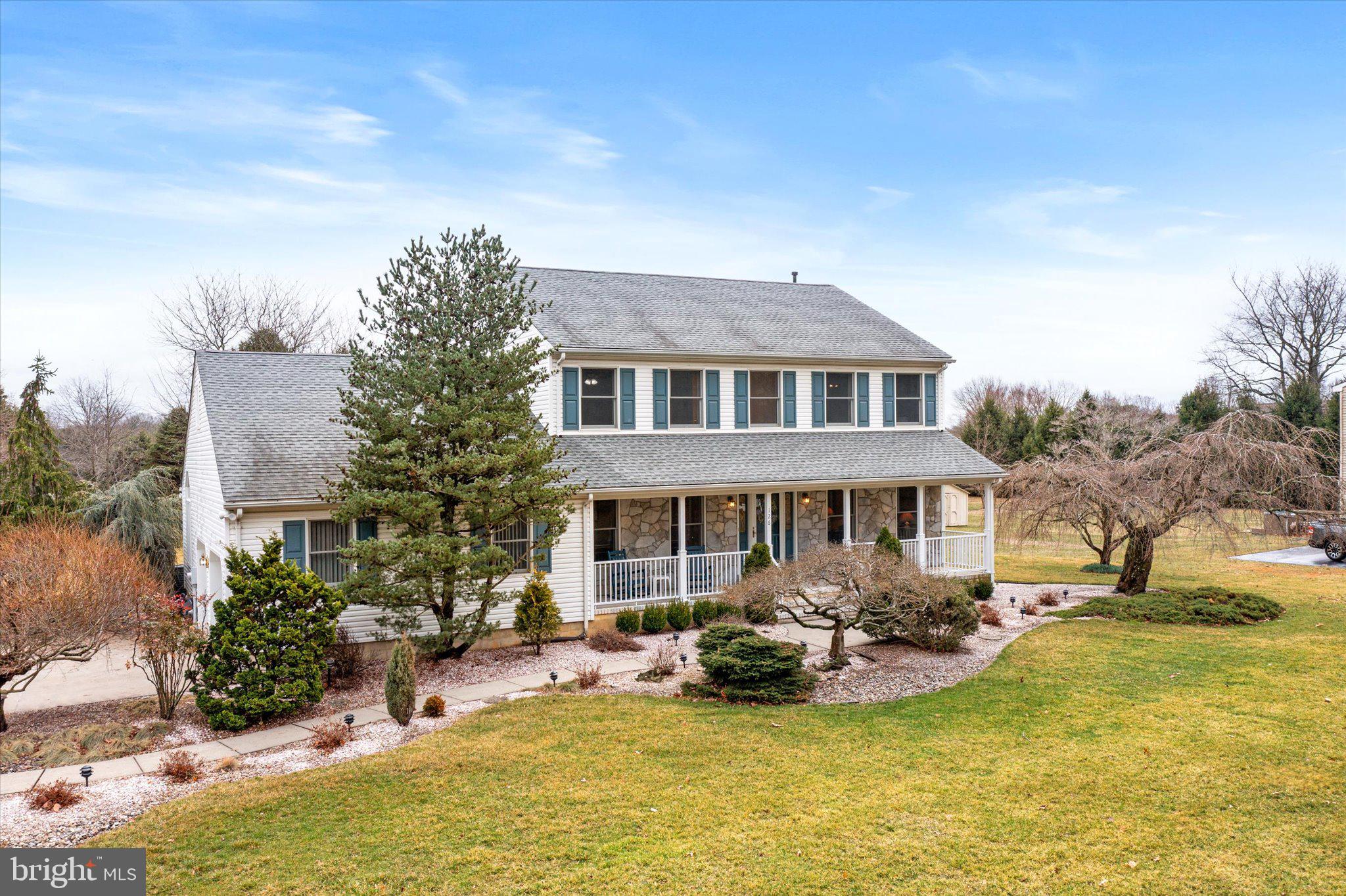 This wonderful 4 bedroom 2 1/2 bath custom built center hall colonial checks all the boxes! Boasting over 2,800 square feet there’s room for all lifestyles! Lush professional landscaping surrounds the walkway leading to the front porch adorned with stone. Step inside and you’ll soon find this is the home for you! The two story foyer with granite flooring and balcony welcomes you in. To the left, French doors open to the first floor home office space which can serve as a playroom or den. To the right the formal living room with hardwood floors awaits. Through the living room, enter the formal dining room with hardwood floors, chair and crown molding, perfect for holiday entertaining. Large eat in kitchen offers a center island, granite countertops, plenty of cabinet space, tiled flooring, double self cleaning oven, and bay window/door allowing plenty of natural sunlight. Step down into the sunken family room with vaulted ceilings. Through the foyer, enter the first floor laundry room with access to the enlarged 2 car garage with epoxy flooring. Upstairs, four sizable bedrooms await. The master bedroom is sure to wow with a step down walk in closet suited for royalty and en-suite with vaulted ceilings, stall shower and tiled jacuzzi tub. Find additional living space in the partially finished basement with gas fireplace and bilco doors. The backyard offers a stamped concrete 30’ x 20’ patio with dual exits from the house. Keep cool this summer and many summers to come in the 30’ round above ground pool with new filter and pump. Additional concrete pad with wiring for jacuzzi is included to add to the backyard summer fun. Additionally this home has 2-zone HVAC, Andersen windows, new carpeting throughout bedrooms, 2 external sheds, 6 zone sprinklers, concrete driveway with turn-around, and a less than 7-year old roof. With numerous upgrades and being set on a prime location in beautiful Plumsted Township, you don’t want to miss this opportunity! Schedule a tour today for your private showing! Home Warranty included!