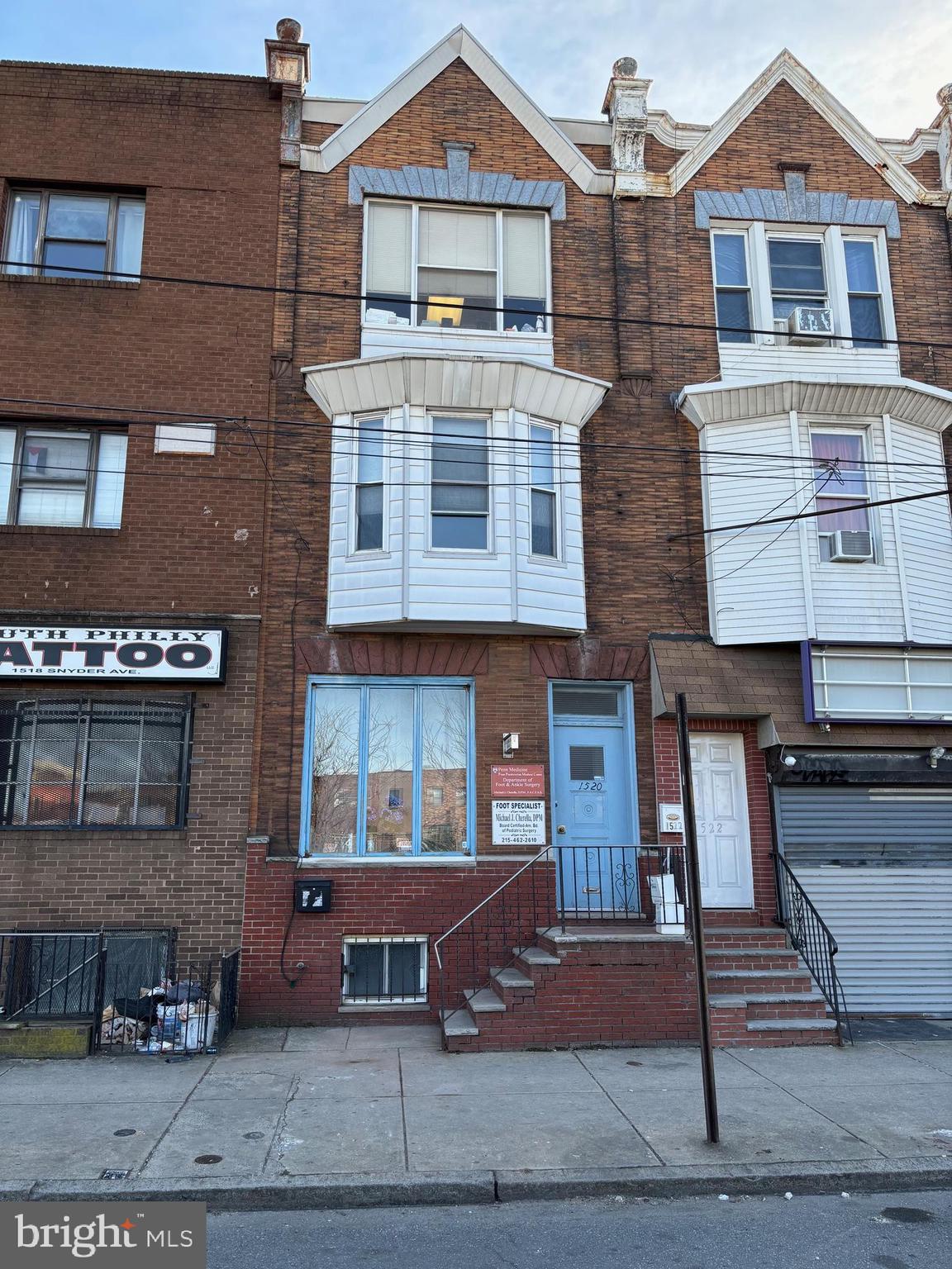 Come take a look at this Three story Mixed Use Building located on the popular Snyder Avenue Commercial Corridor in the heart of bustling South Philadelphia. The first and second floors are currently tenant occupied by a Podiatrist who has been a long term tenant for approximately 25 years. He also has access to a rear yard and full clean cement basement. The 1st floor consist of a waiting room, receptionist area, Powder room, storage closets, and 2 Patient examining rooms. There is a Central Air unit in the yard that cools the 1st and 2nd floor. The second floor has a rear Office, full bathroom, kitchen and front spacious office. The 3rd floor was a 1 Bedroom apartment which the current owners use as an office. There is a full eat in kitchen in the rear, full ceramic tile bathroom, conference room and front office. The basement is full with a GHW heater, Gas hot water tank, and separate electric meters, (House meter, 1st and 2nd floor, and 3rd floor)and separate gas meters. The 3rd floor has its own Gas hot air heater, Central Air unit and Gas Hot water tank in a closet in the conference room. There is a great view of the City Skyline from the third floor office. The Doctor's pays $2300 per month rent and is on a month to month Lease. The 3rd floor is owner occupied and they pay $800 per month to their LLP.