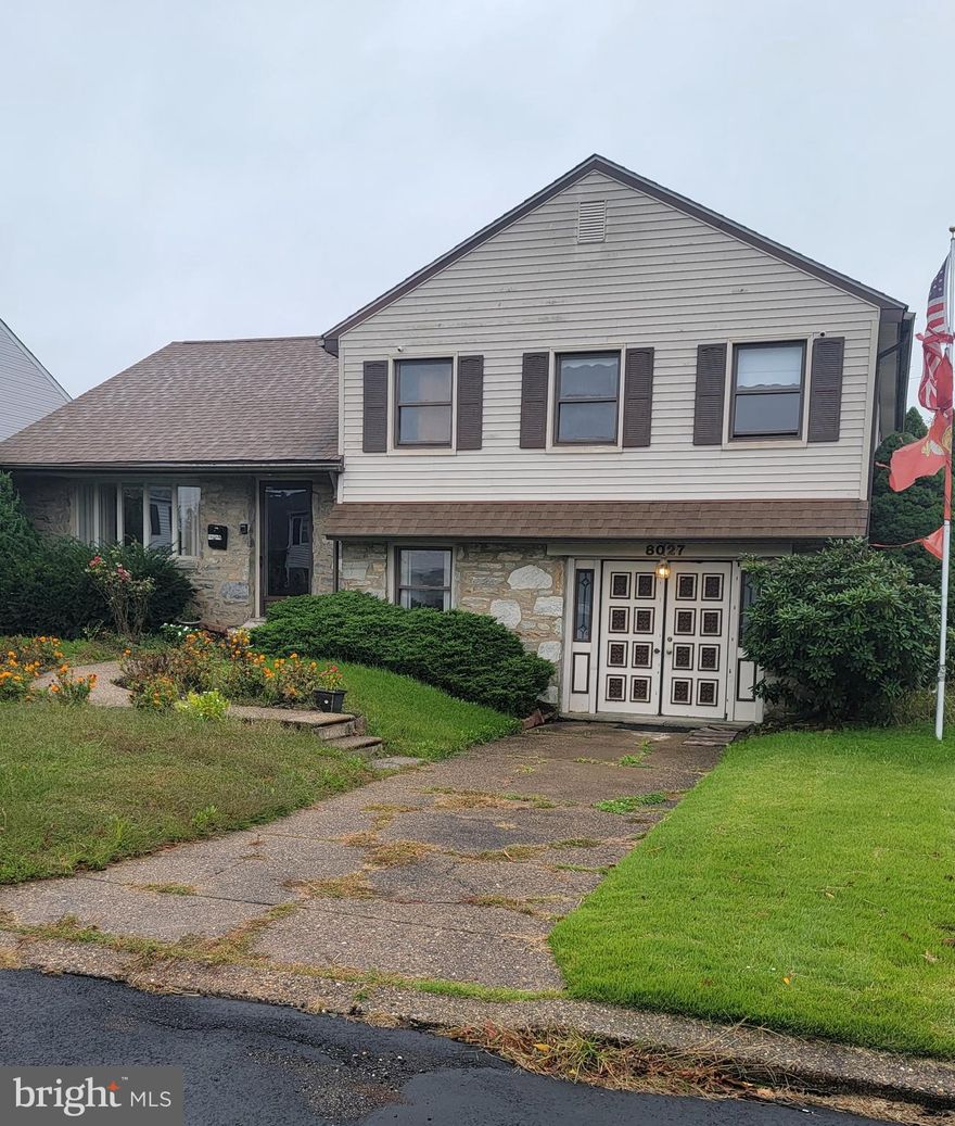 Well-maintained and spacious. Large open-concept kitchen with lots of cabinet and counter space, refrigerator and oven/stove.  Breakfast bar with bar-style seating.  Three bedrooms upstairs plus full bath and access to the attic bedroom.  Den with gas fire place and access to patio and pool via French doors.   Attached garage has been converted to a rec room with it's own powder room and wet bar.   In-ground pool with pool house/cabana.  Cabana has it's own full bath!  Two sheds for additional storage.  Driveway parking.   Desirable residential neighborhood yet convenient to Pennypack Park,  public transportation, houses of worship, schools,  local shops and diving. Nazareth Hospital and Roosevelt Boulevard are minutes away.