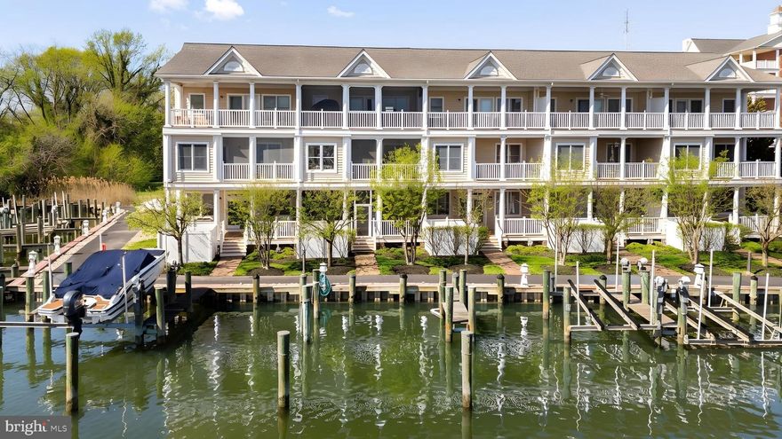 Waterfront Living with Boat Slip in Waterside on Cambridge Creek!
Enjoy sweeping water views, three screened porches/decks and a deeded deep-water boat slip in this spacious three-level residence designed for easy Eastern Shore living. Offering approximately 3,000 square feet per floor plans, the home combines the comfort of a single-family lifestyle with low-maintenance convenience.
The main level features open living and dining spaces filled with natural light, along with a well-appointed kitchen offering granite countertops, stainless steel appliances, island seating and generous storage. A screened waterside porch extends the living space and invites relaxed indoor-outdoor entertaining.

The entry level includes a flexible family room with full bath and private screened porch, ideal for guests, recreation or home office use. Upstairs, the waterside primary suite offers vaulted ceilings, a large walk-in closet, spacious bath and private screened porch, plus an adjoining office or studio nook.

Just blocks from downtown Cambridge’s dining, shops and marina district, this is an exceptional full-time residence or lock-and-leave getaway with direct access to Cambridge Creek and the Choptank River. Square footage based on floor plans. Tax record may differ and buyers should verify.