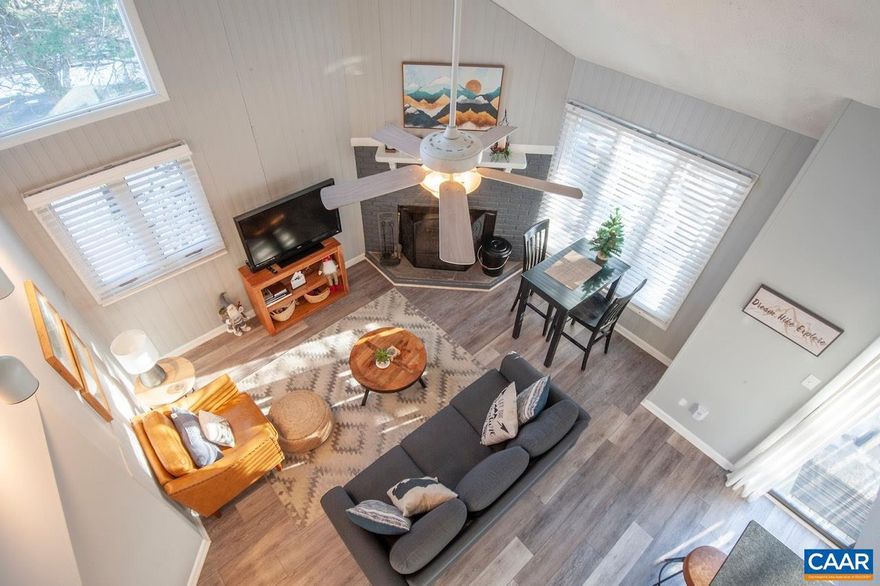 OPEN HOUSE Sat Jan 10 1-4pm; Renovated and sold turn-key! Updated and tastefully furnished making it a great income generating condo and/or vacation getaway. Make money right out of the gate (historically grossing about 40k a year) and also save by being in one of the least expensive condo associations on the mountain. You and/or your guests will enjoy a prime location with just a short stroll to ski slopes and Mountain Inn shops, restaurants, and activities! Many extras: Vaulted ceiling, end unit with lots of windows for a bright open flow,  wood burning fireplace with brick surround, kitchen with granite countertops and newer appliances, luxury vinyl plank flooring throughout (No carpet!), new deck overlooking woods for added privacy, and many other updates.  Sold with all appliances, furniture, and furnishings.,Granite Counter,White Cabinets,Fireplace in Great Room