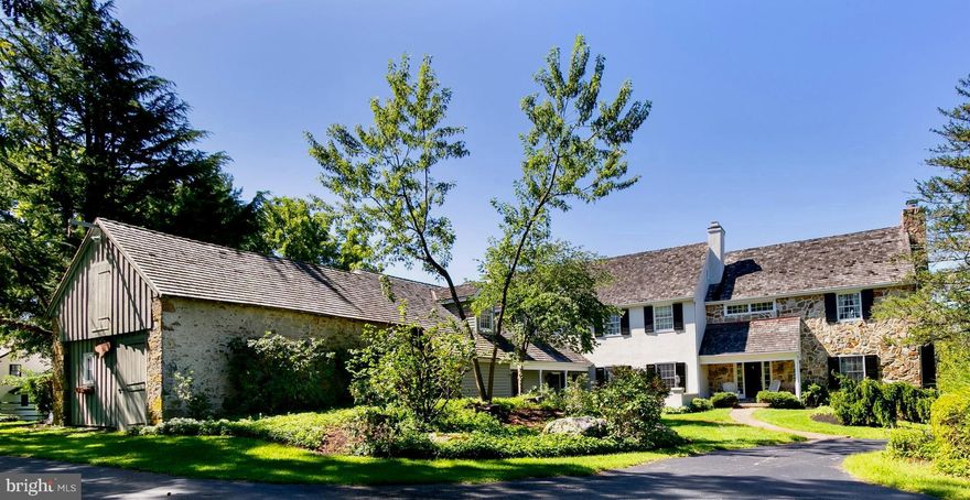 This home is complete in every way. It is situated in desirable Chester Springs on a lightly traveled road. The entrance way boasts stone pillars and a circular drive. The home sits on two acres. The front entrance has a two story foyer with large living and dining rooms for entertaining. There are french doors off the living room with incredible views. The main floor has random width peg flooring, four fireplaces, a screened in porch, a deck overlooking an in-ground pool area with hot tub. The gourmet kitchen is custom designed with all the upgraded appliances. The main floor has 9ft+ ceilings. There is a charming two stall barn attached, circa 1840 waiting for a creative client to put it to use. The location is close to King of Prussia and Paoli, and major arteries. This home has too many features to list. It must be seen to capture its beauty and functionality. Please call for a personal appointment.