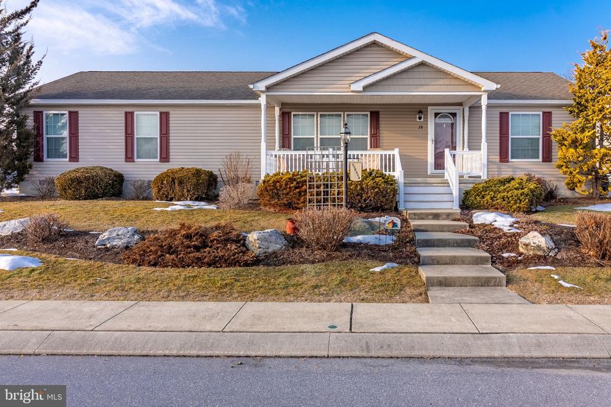 Welcome to one of the largest and most sought-after homes in Stone Hill Village! Ideally located on a spacious corner lot at the west end of Annville, this meticulously maintained 3 bedroom, 2 bath home offers the perfect blend of comfort, style, and convenience in a welcoming, family-friendly community.
From the moment you arrive, the beautifully manicured landscaping and inviting curb appeal set this property apart. A charming south-facing front porch provides the perfect spot for morning coffee, while the rear patio offers a private space to relax or entertain outdoors.
Inside, you will find a bright and open floor plan designed for easy one-floor living. The spacious kitchen and well-lit dining area flow seamlessly into the living room, where a stunning stone fireplace creates a warm and welcoming focal point. The generously sized primary bedroom features its own ensuite full bath, offering a peaceful retreat. Two additional bedrooms, a second full bath, and a separate laundry area round out the thoughtfully designed living space.
One of the standout features of this home is the attached one-car garage, complete with built-in shelving and abundant storage space, a rare and valuable addition in the community.
This home is in excellent condition with freshly cleaned carpets and a recently painted interior, allowing you to move right in with confidence. Some furniture pieces are negotiable, offering added convenience for buyers.
Enjoy the comfort of a well-maintained neighborhood just minutes from local shopping, dining, and amenities. Lot rent is $550 per month, plus trash at $31 per month, water starting at $20 per month, and sewer starting at $62 per month. Optional grass cutting and snow removal services are available for $70 per month.
Move right in and experience the ease of low-maintenance living in one of the community’s most desirable homes.