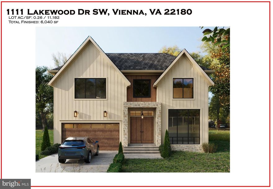***Disclaimer: This home is still under construction! Please join us for a dusty boot open in Luka Design and Build's "Parade of Homes" on Saturday, May 2nd from 11am-3pm to view the property before it's complete. Homes to see:
-511 Orrin St SE, Vienna, VA 22180
-350 Ayr Hill, Vienna, VA 22180
-1111 Lakewood Drive, Vienna, VA 22180 ***

Welcome to 1111 Lakewood Drive SW, Vienna, VA 22180

Built by Luka Design and Build, this newly constructed residence offers over 6,000 square feet of well-planned living space on a 0.26-acre lot. Six bedrooms, six full baths, and two half baths are thoughtfully arranged across three levels, balancing scale, function, and modern design.

Main Level | Designed for Daily Living

Open, light-filled living spaces define the main level, supporting both everyday use and entertaining. The dining area connects directly to the deck, allowing for an easy transition to outdoor space. A main-level office suite adds flexibility for work or guest use. Access from the two-car garage leads into a mudroom and pantry, reinforcing an efficient and practical layout.

Upper Level | Private Living Spaces

Anchored by the primary suite, the upper level offers a private retreat with a spa-style bathroom and an oversized walk-in closet. Additional bedrooms include en suite bathrooms and walk-in closets, providing privacy and convenience for family and guests.

Lower Level | Recreation and Flex Space

Designed with versatility in mind, the lower level features a spacious recreation room suitable for gatherings or relaxation. A dedicated media or golf room adds functionality, while a wet bar supports entertaining. A private bedroom suite allows for guest accommodations or extended stays.

Customization & Delivery

Delivery is anticipated in early 2027, with time to personalize features and collaborate with the designer to tailor this home to your unique lifestyle. This is a rare opportunity to create a space that truly reflects your taste, priorities, and way of living.

**** “Renderings are artistic visualizations intended only to illustrate the design concept only. Final materials, colors, textures, lighting, and architectural details may vary from what is shown in the images.” ****